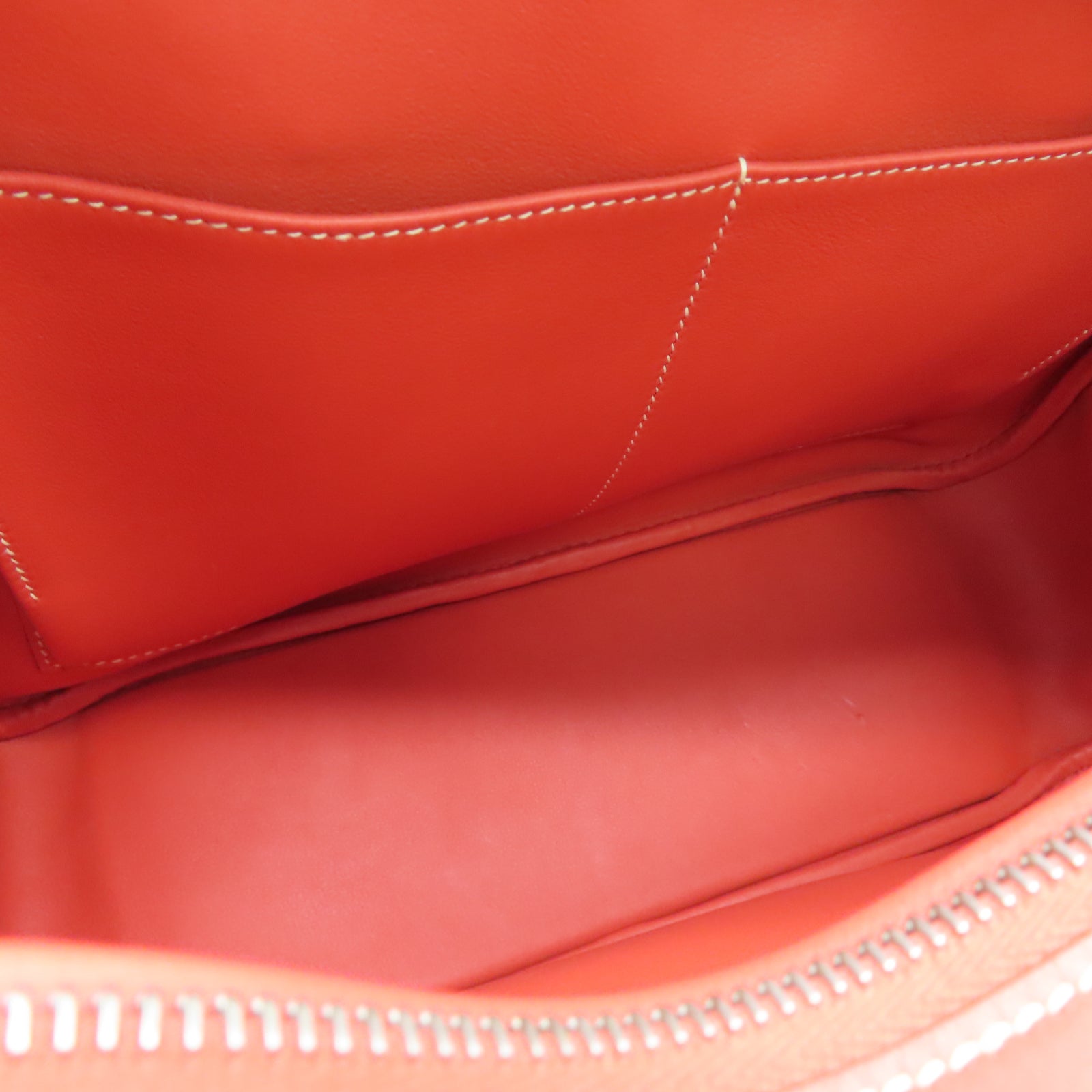 HERMES Veau Swift皮革Plume 32银扣手挽袋赭石红色