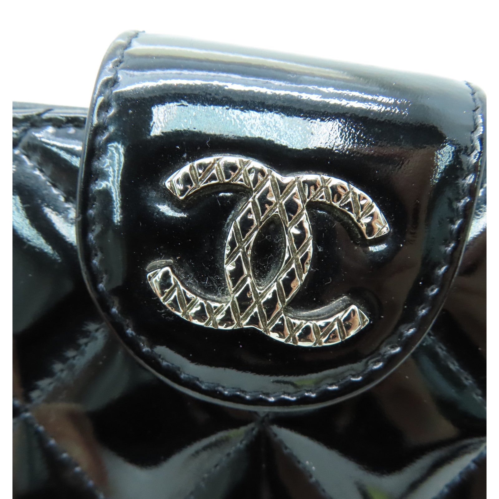 CHANEL 【激减优惠】菱格漆皮皮革Wallet银扣钱包黑色