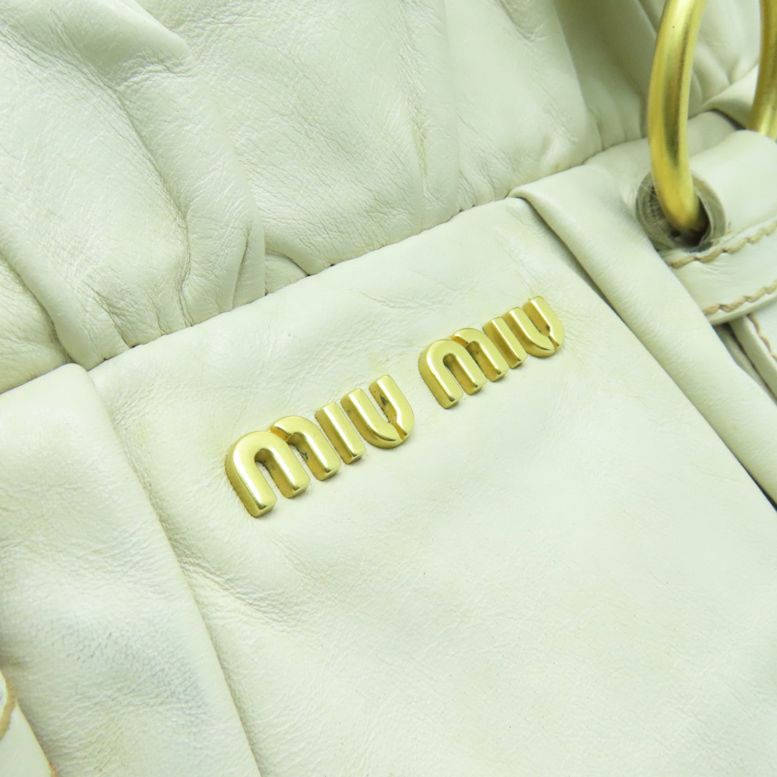 Miu Miu 牛皮皮革2 Way Shoulder金扣手挽肩背兩用袋白色