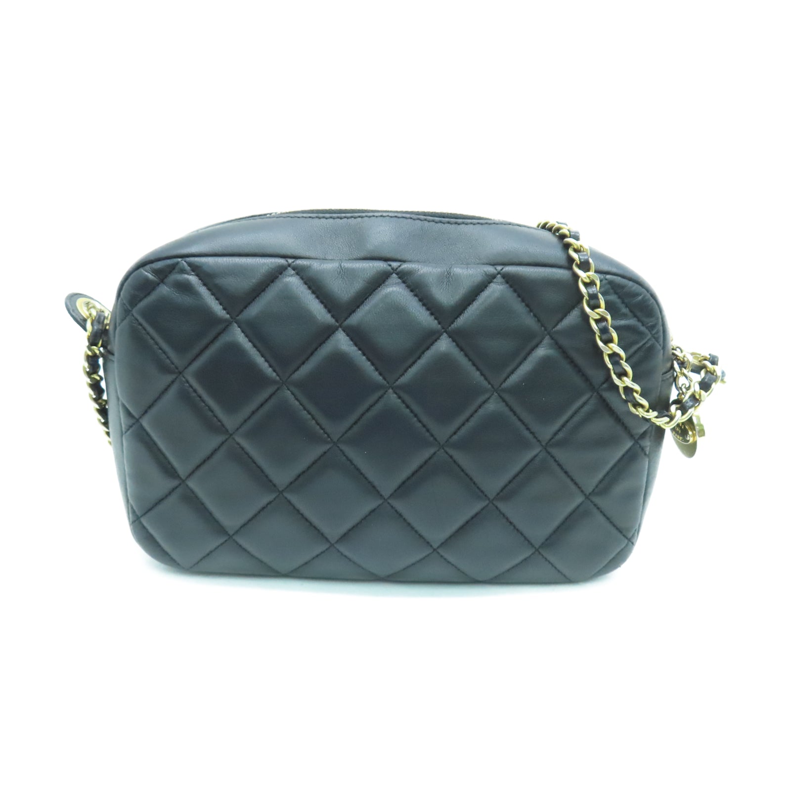 CHANEL 【激減優惠】菱格牛皮皮革Camera Bag金扣鏈帶肩背袋黑色