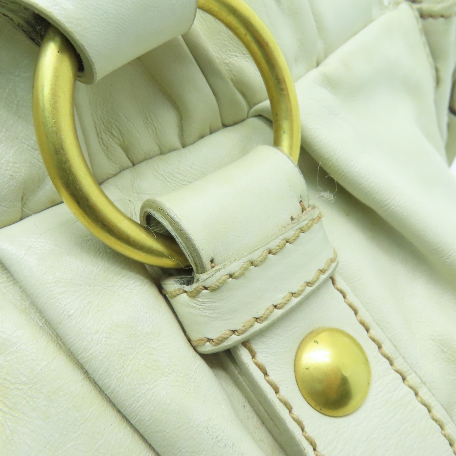 Miu Miu 牛皮皮革2 Way Shoulder金扣手挽肩背兩用袋白色