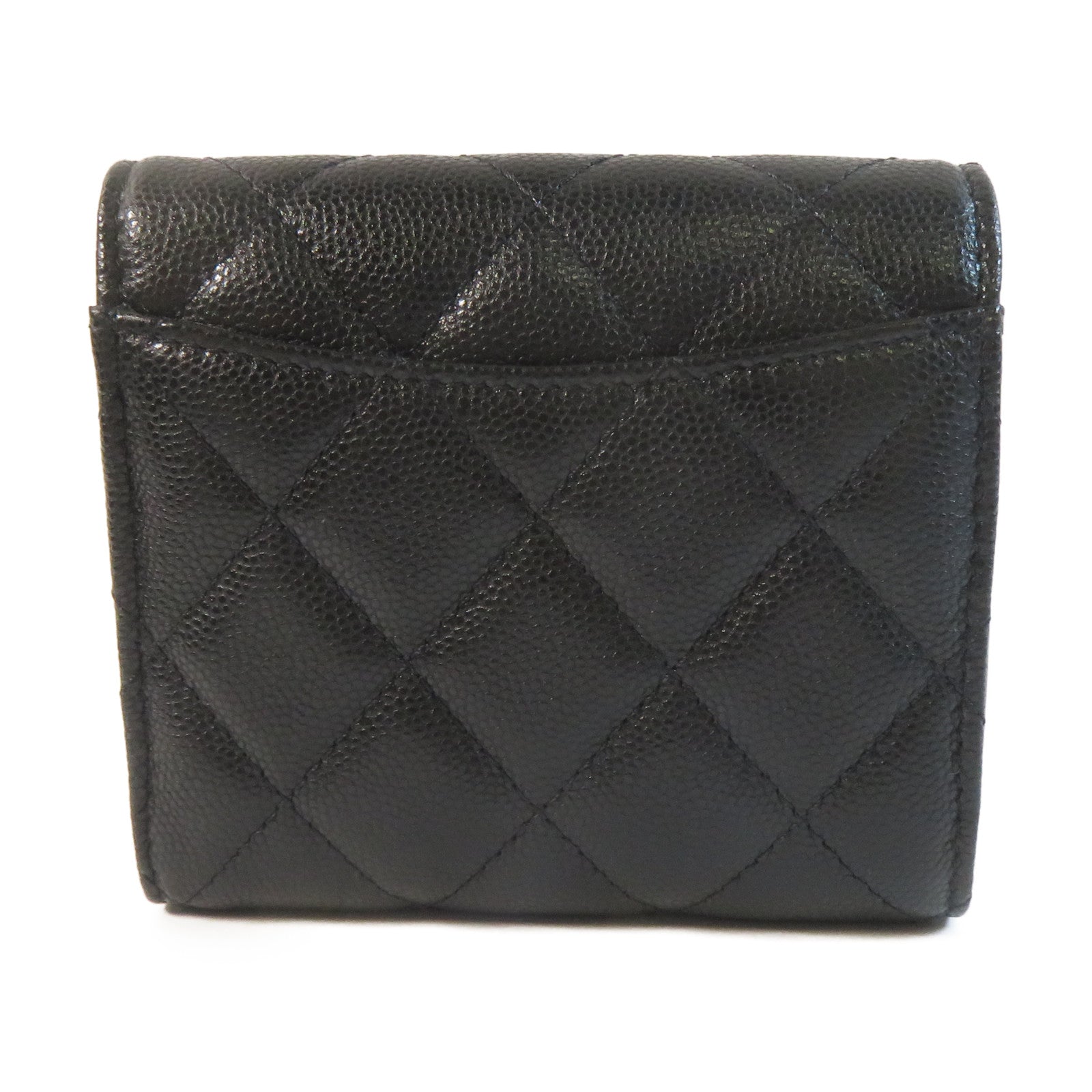 CHANEL 菱格Caviar皮革Wallet金扣錢包黑色