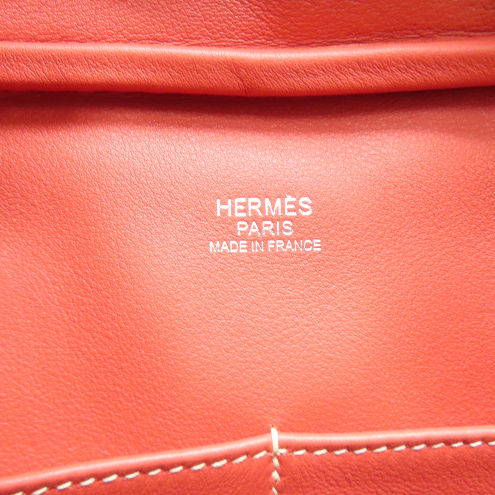 HERMES Veau Swift皮革Plume 32银扣手挽袋赭石红色