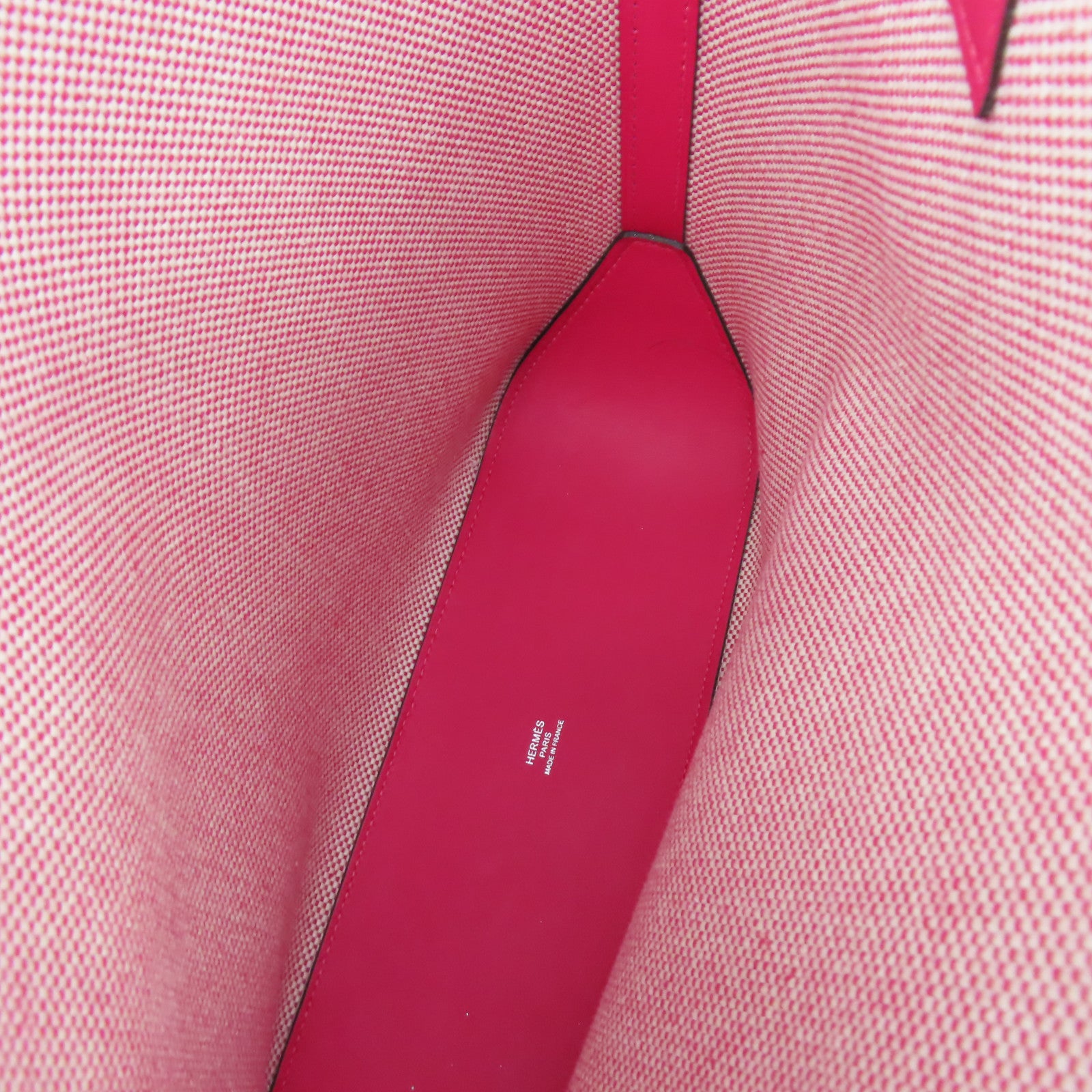 HERMES Toile H帆布/皮革Biais 27手挽肩背兩用袋白色紅色