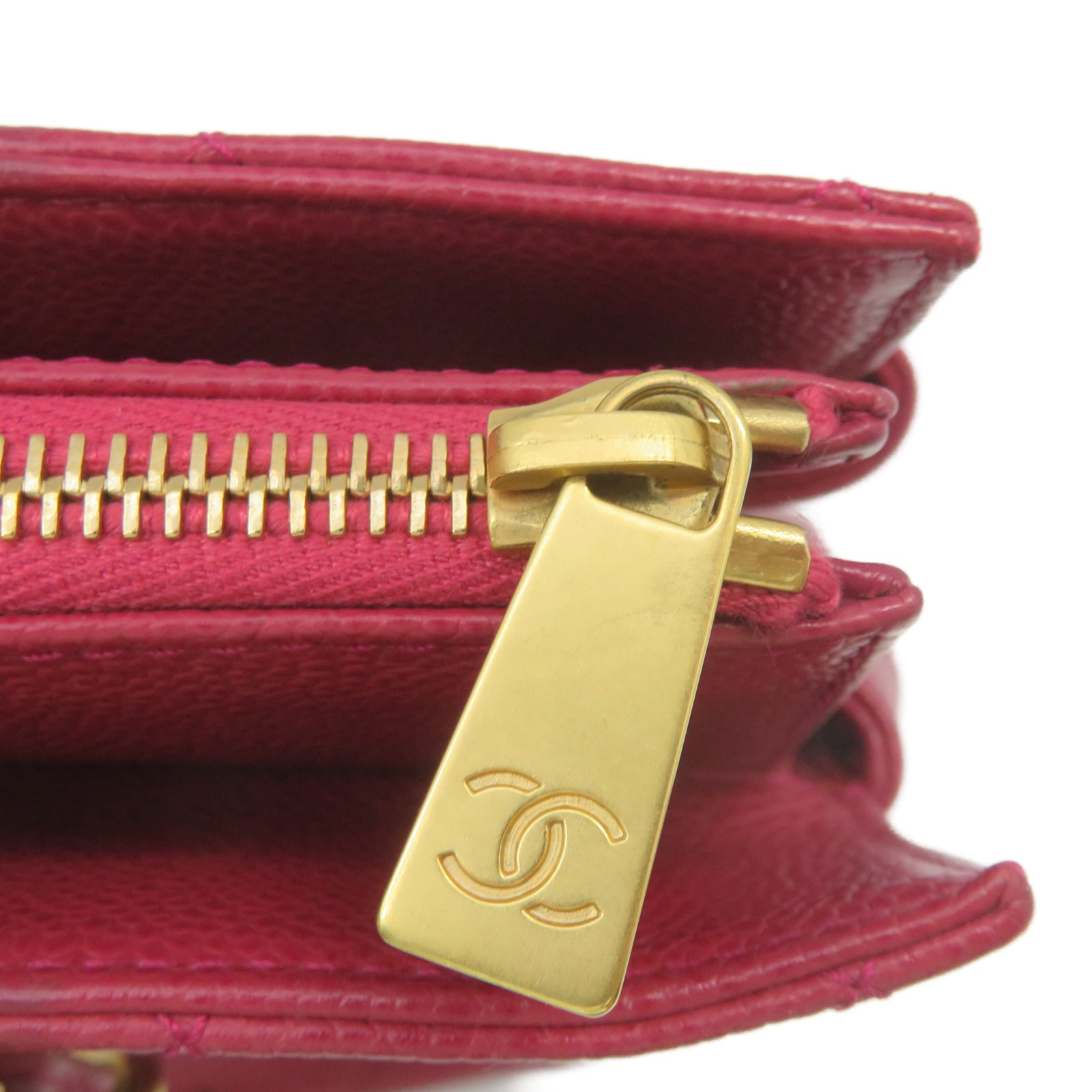 CHANEL 【激減優惠】菱格Caviar皮革Totebag金扣肩背袋紅色