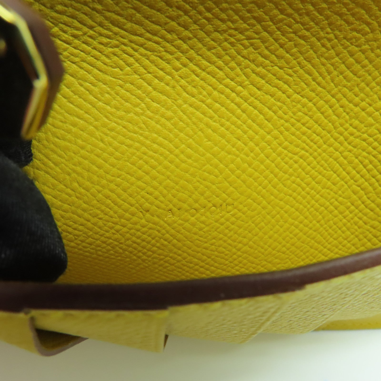 HERMES Epsom皮革Kelly Depliant金扣錢包Jaune Ambre/黃色