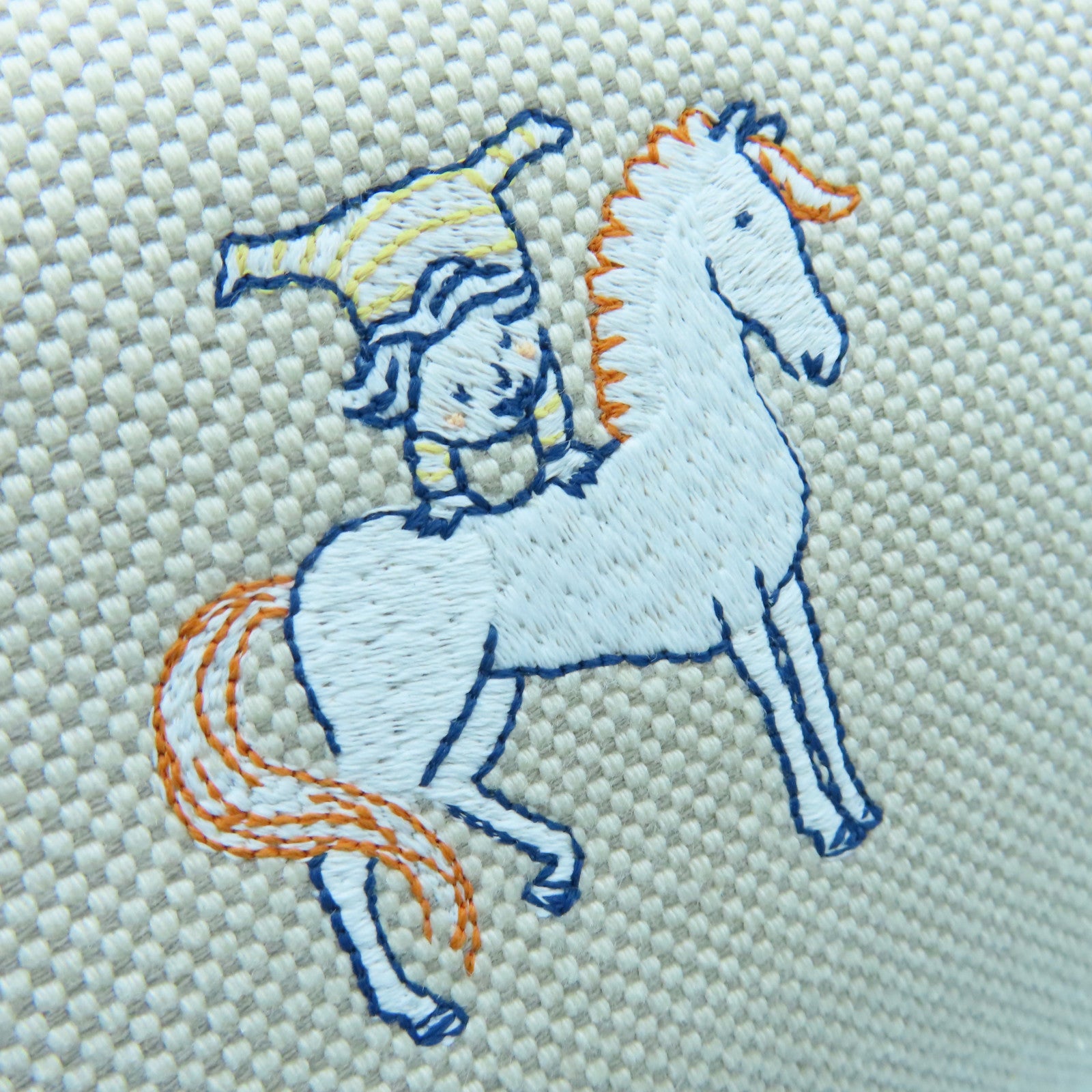 HERMES 帆布Bride-a-Brac Cabriole Case银扣手提包蓝色