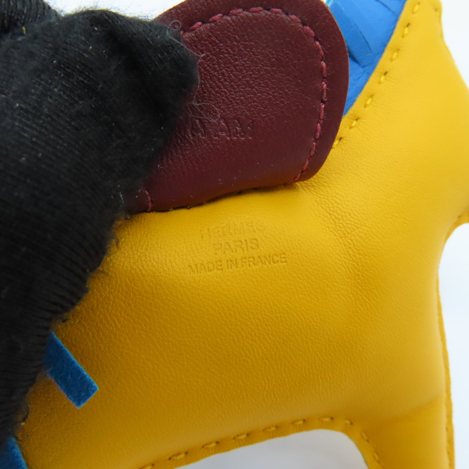 HERMES Swift皮革Rodeo MM掛飾Jaune Ambre橙色/藍色