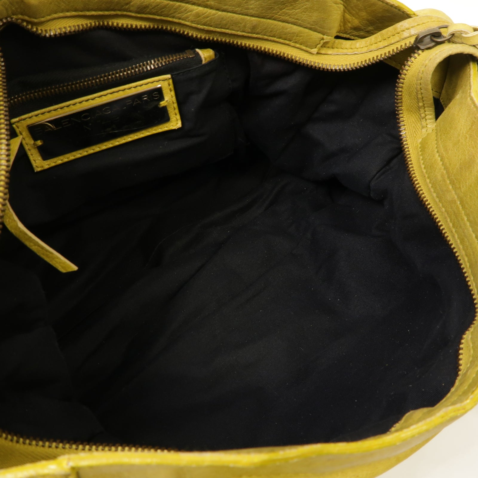 BALENCIAGA 皮革City金扣手挽肩背兩用袋黃色