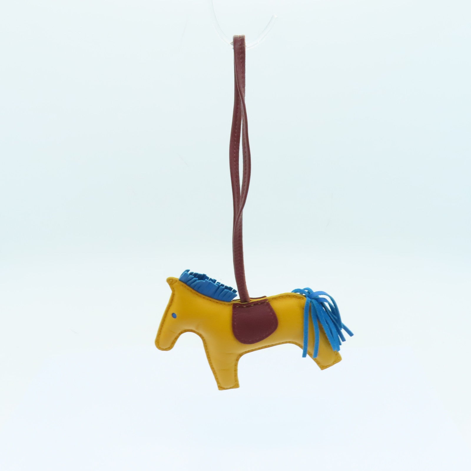 HERMES Swift皮革Rodeo MM掛飾Jaune Ambre橙色/藍色