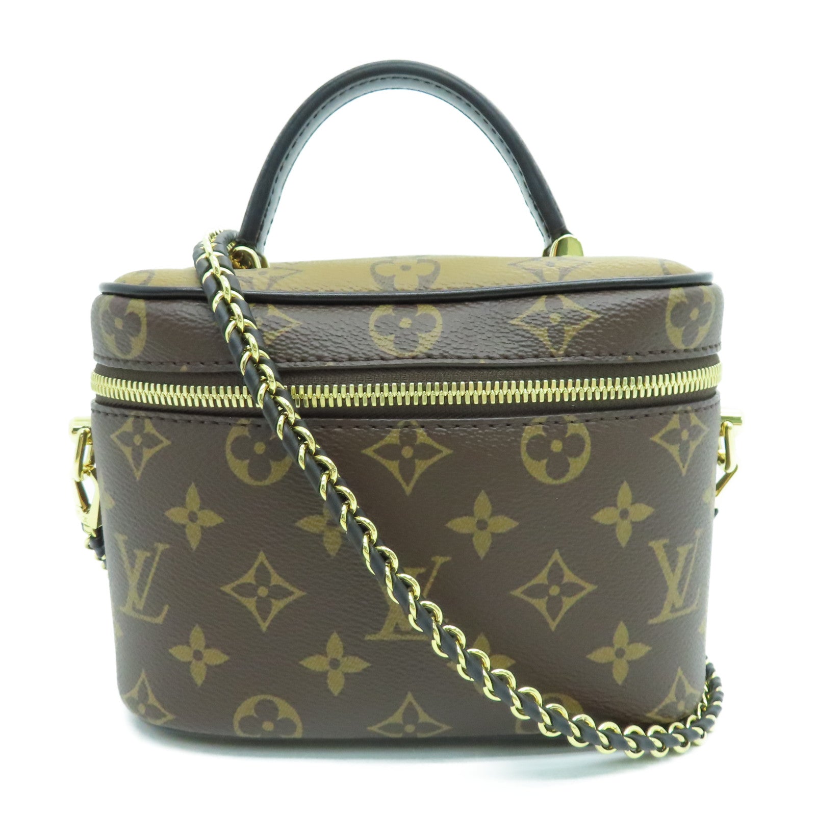 LOUIS VUITTON Monogram Reverse Vanity PM金扣手挽肩背两用袋啡色