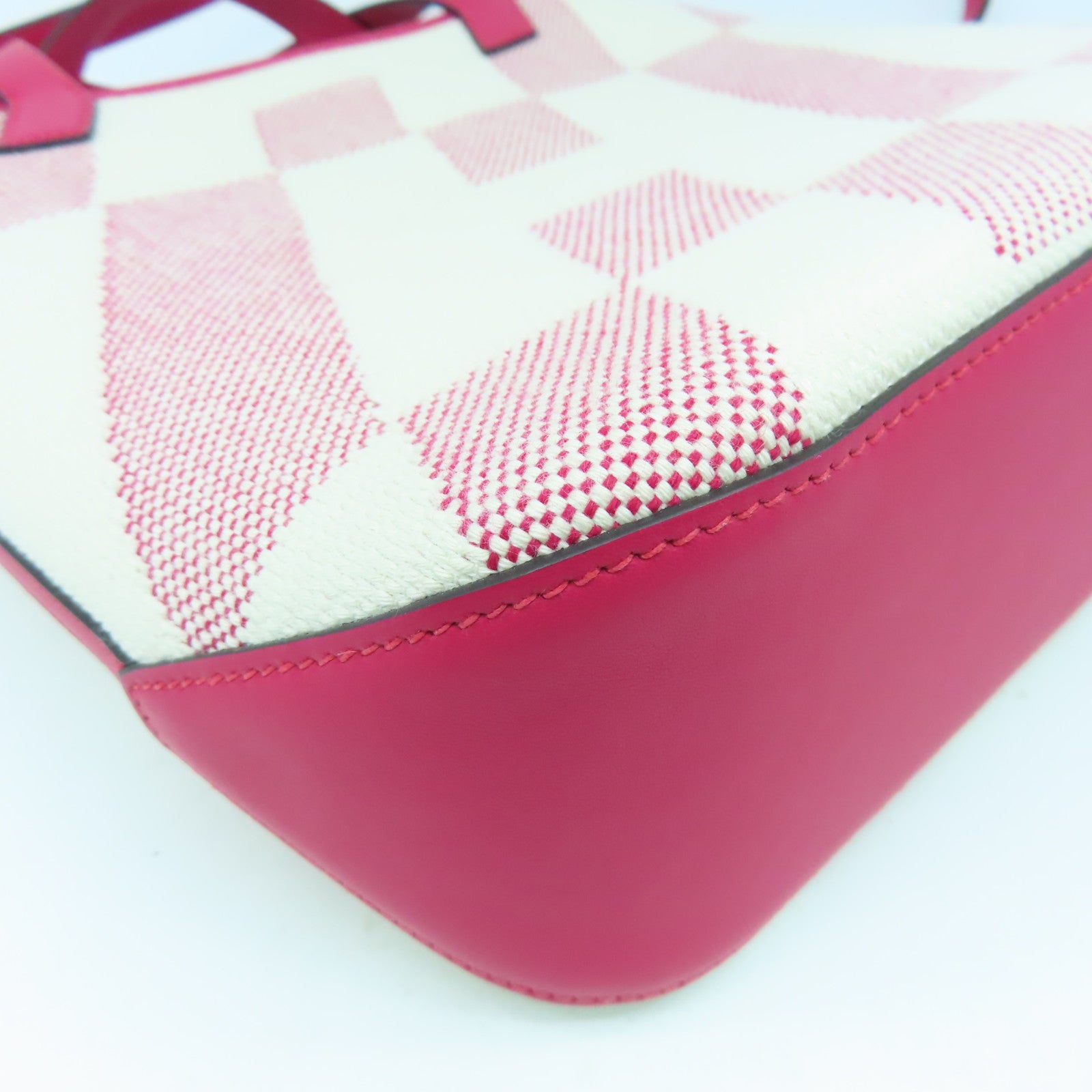 HERMES Toile H帆布/皮革Biais 27手挽肩背兩用袋白色紅色