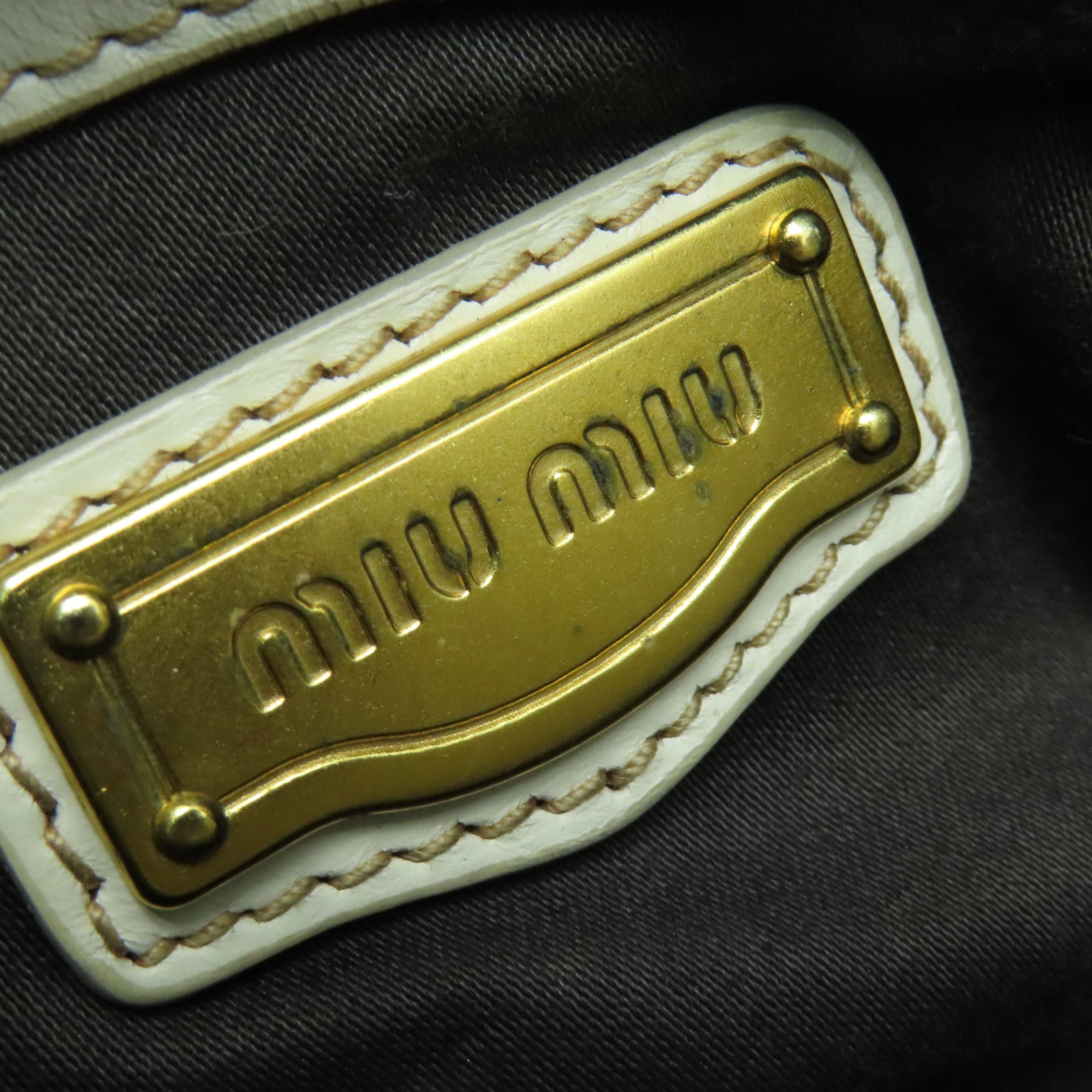 Miu Miu 牛皮皮革2 Way Shoulder金扣手挽肩背兩用袋白色