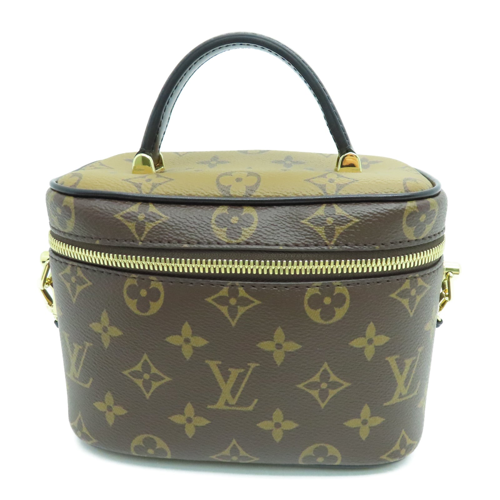 LOUIS VUITTON Monogram Reverse Vanity PM金扣手挽肩背两用袋啡色