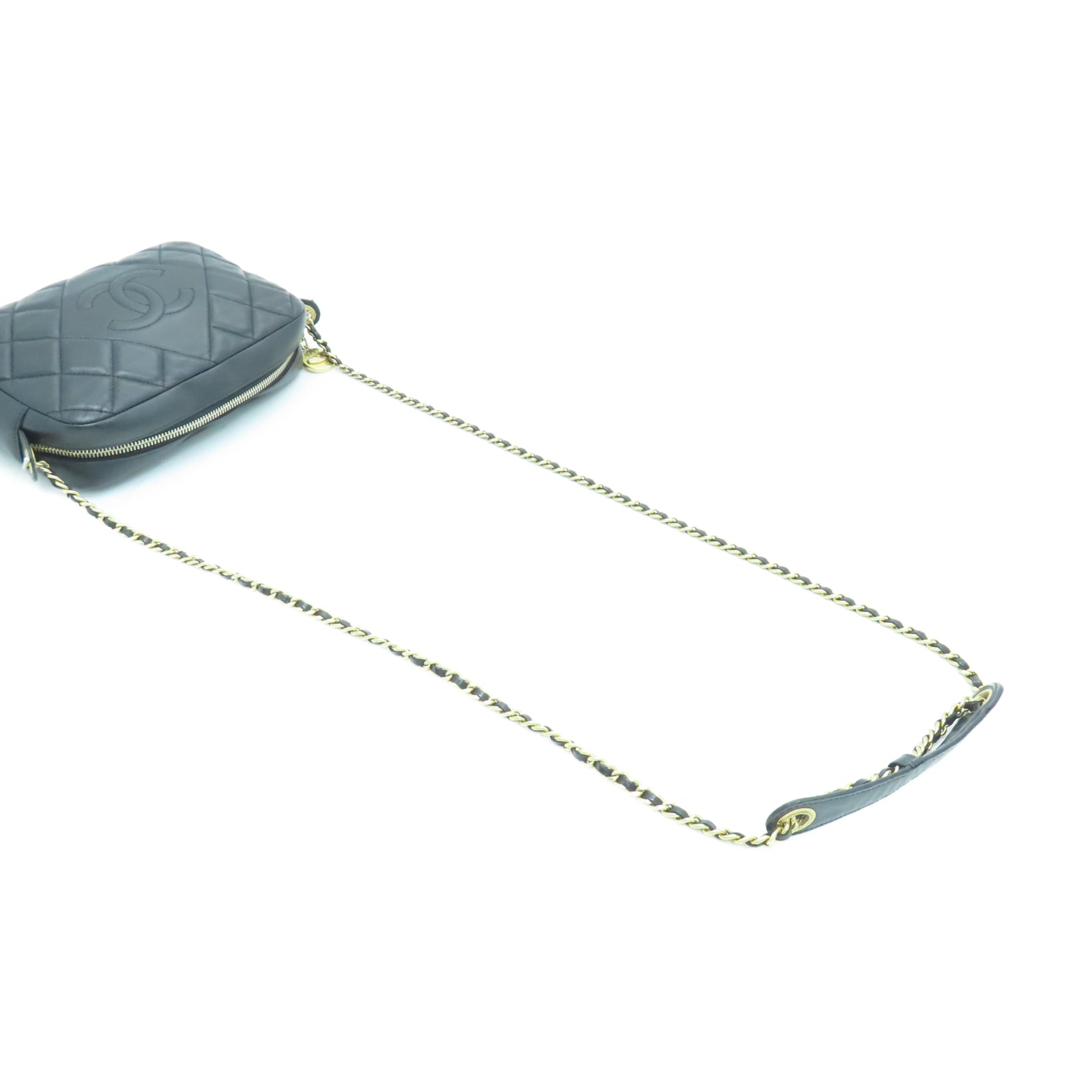CHANEL 【激減優惠】菱格牛皮皮革Camera Bag金扣鏈帶肩背袋黑色