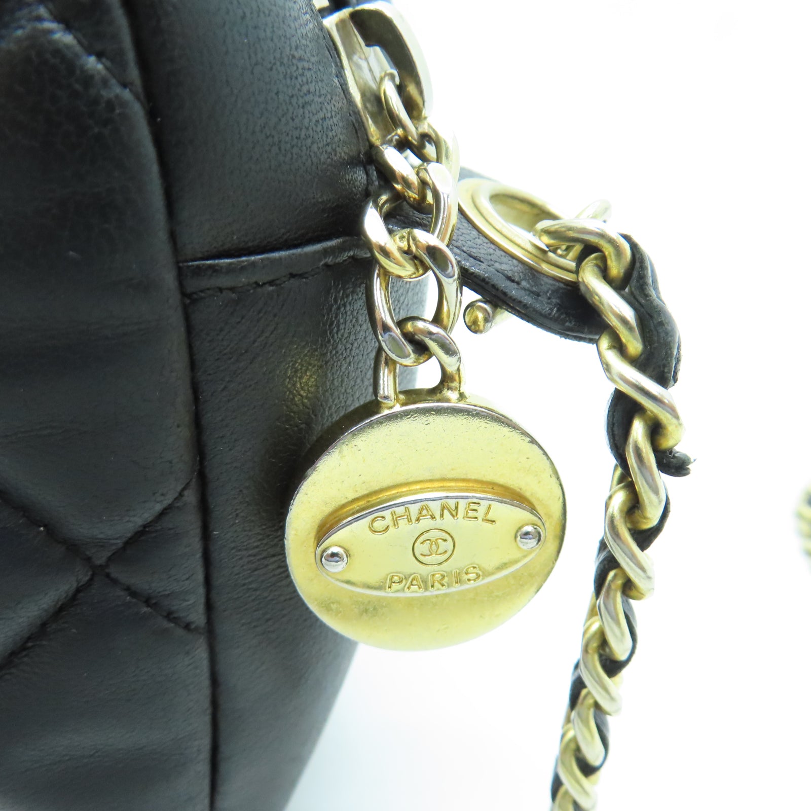 CHANEL 【激減優惠】菱格牛皮皮革Camera Bag金扣鏈帶肩背袋黑色