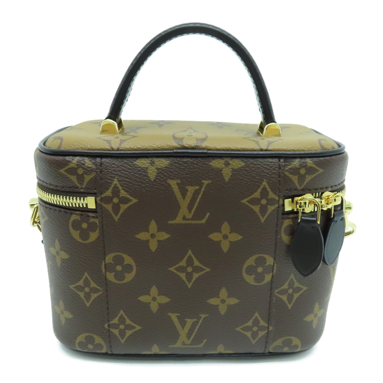 LOUIS VUITTON Monogram Reverse Vanity PM金扣手挽肩背两用袋啡色