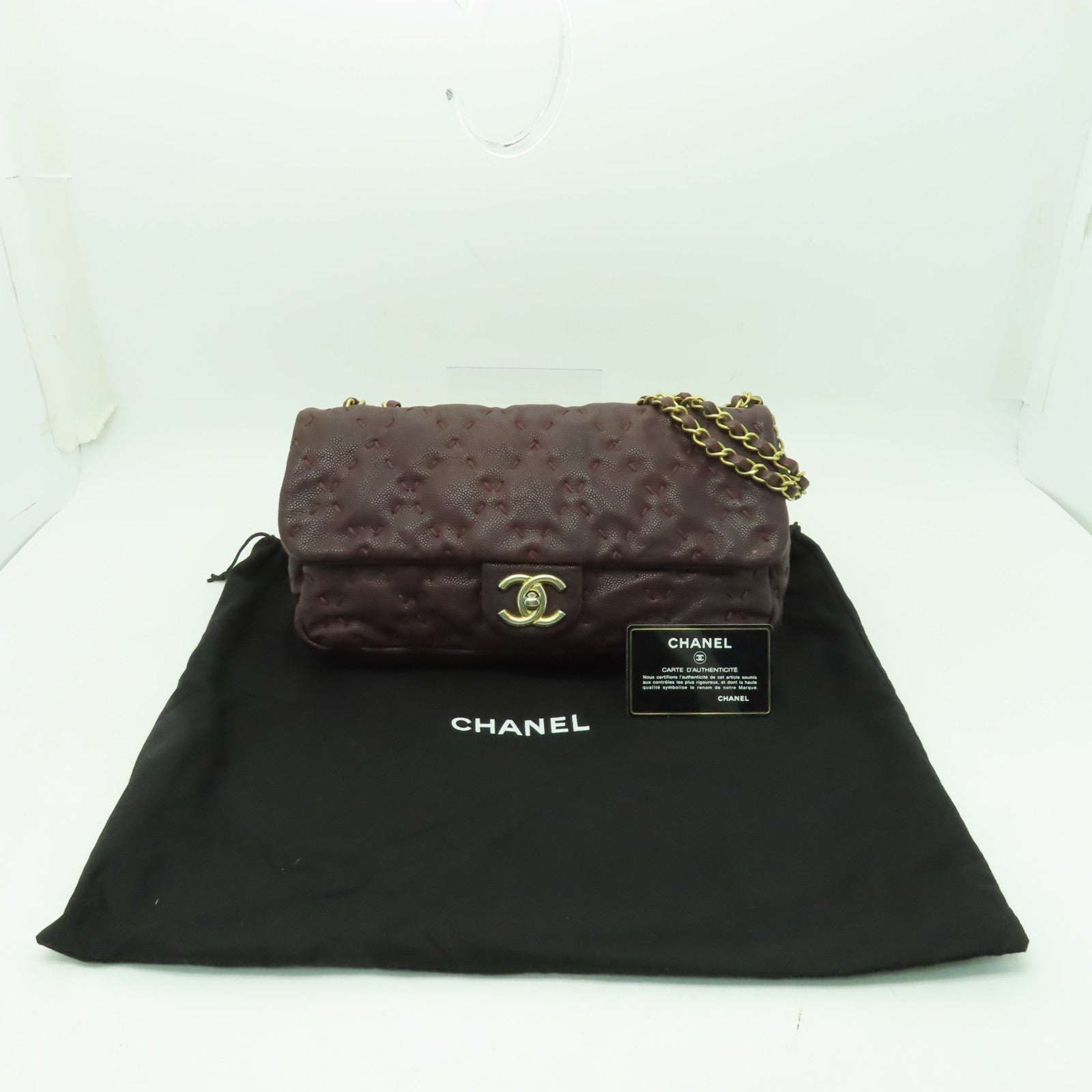 CHANEL 【激減優惠】菱格Caviar皮革Shoulder Bag金扣鏈帶肩背袋啡色