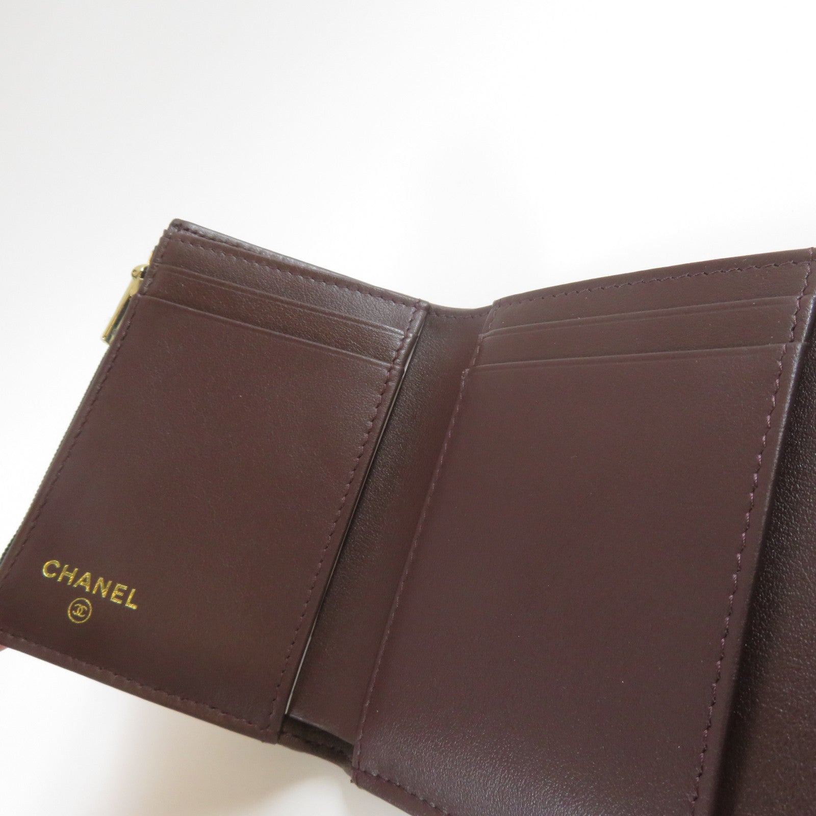 CHANEL 菱格Caviar皮革Wallet金扣錢包黑色
