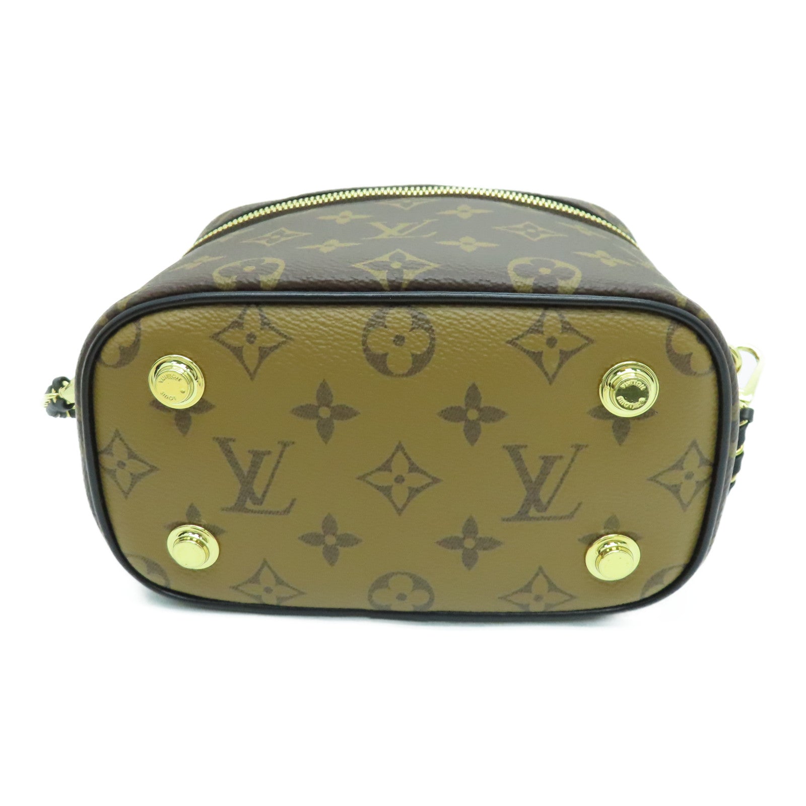LOUIS VUITTON Monogram Reverse Vanity PM金扣手挽肩背两用袋啡色