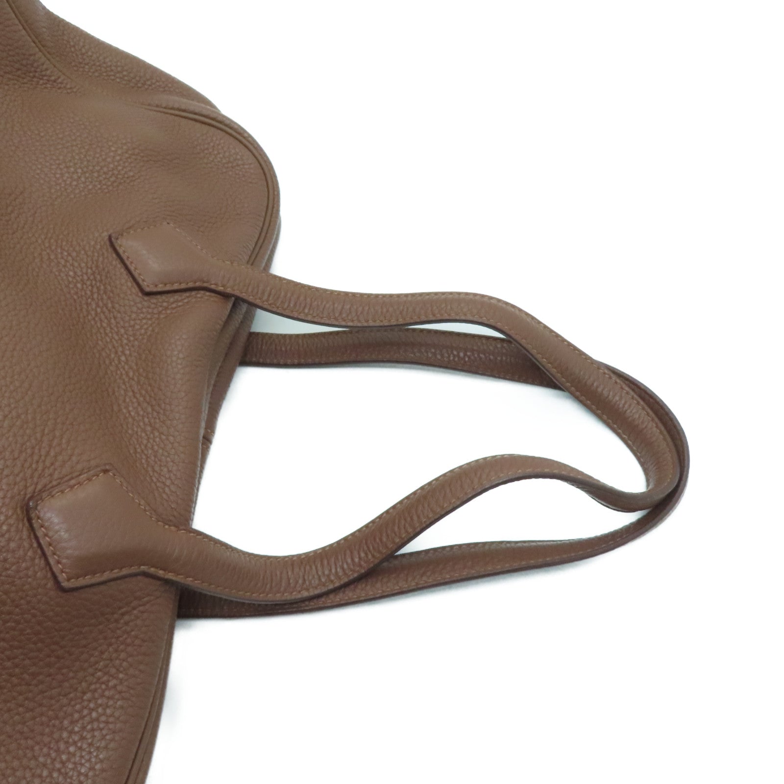 HERMES Clemence leather Victoria silver buckle handle bag / shoulder bag Alezan / brown