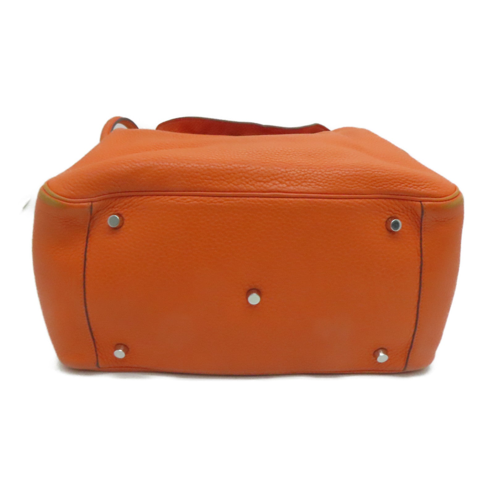 HERMES Clemence leather Lindy 34 2 way Shoulder silver buckle handle shoulder bag orange