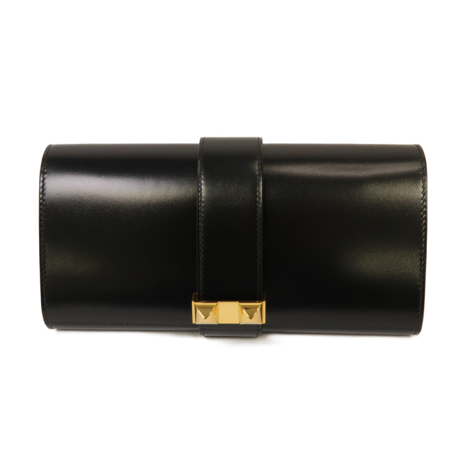 HERMES Box Calf皮革Medor Clutch金扣手拿包黑色