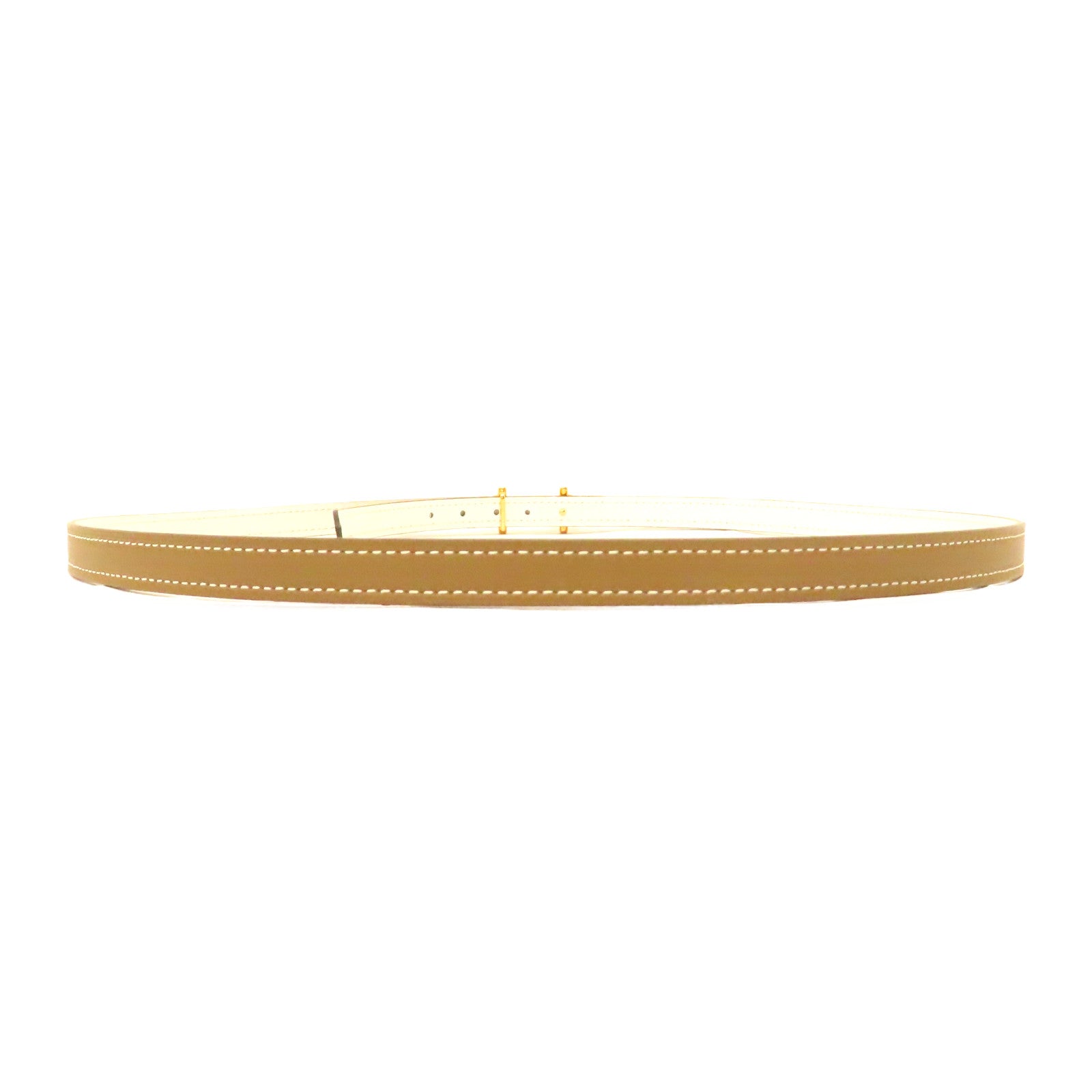 HERMES Epsom皮革/Swift皮革Gamma Buckle 13mm金扣皮帶大象灰色/白色