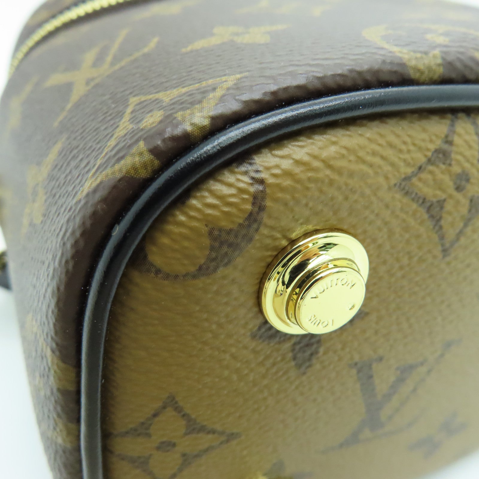 LOUIS VUITTON Monogram Reverse Vanity PM金扣手挽肩背两用袋啡色