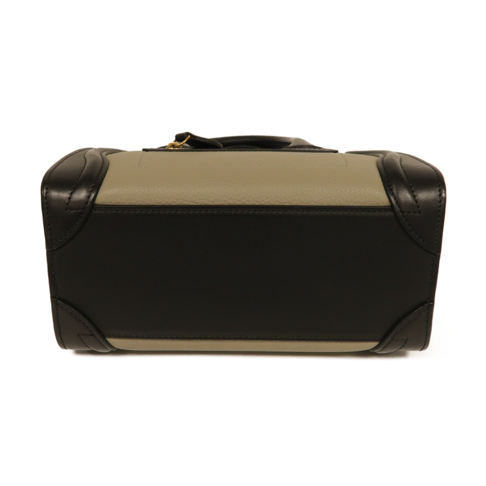 CELINE 牛皮皮革Nano Luggage金扣手挽肩背兩用袋灰色/棕色/黒色