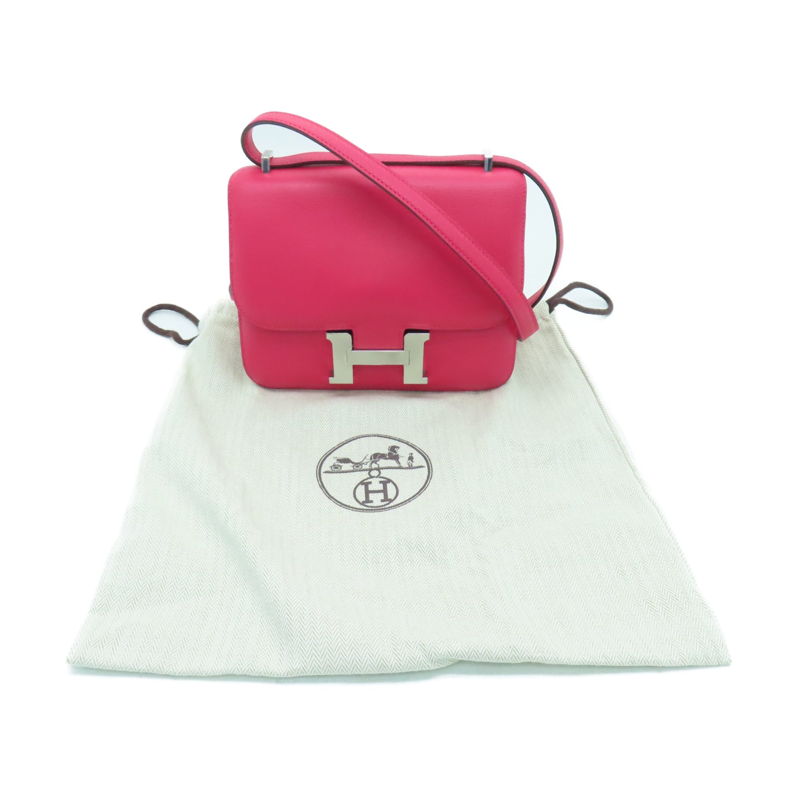 HERMES Evercolor皮革Constance Mini銀扣手挽肩背兩用袋