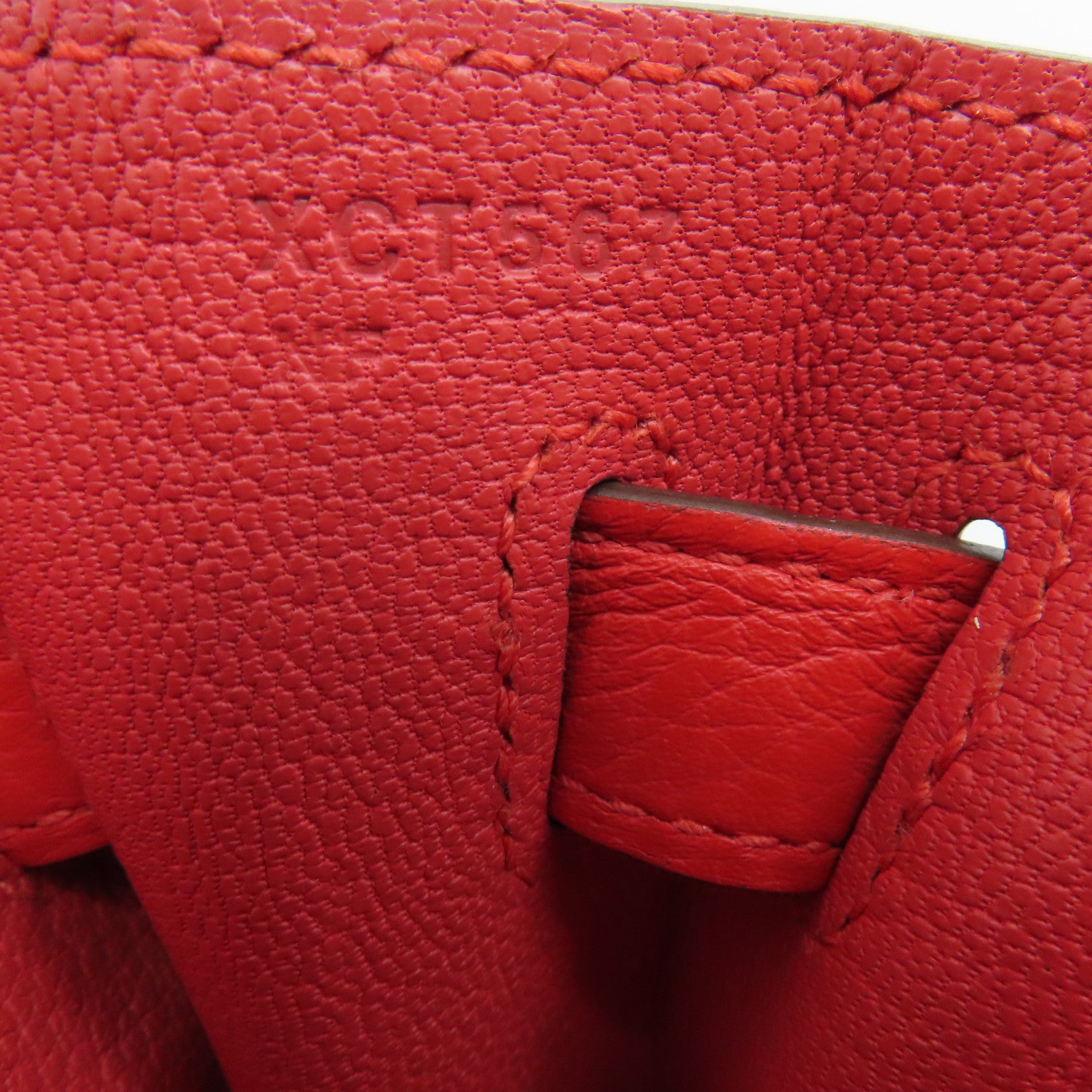 HERMES Clemence皮革Kelly 32金扣手挽肩背两用袋红色Rouge Tomate