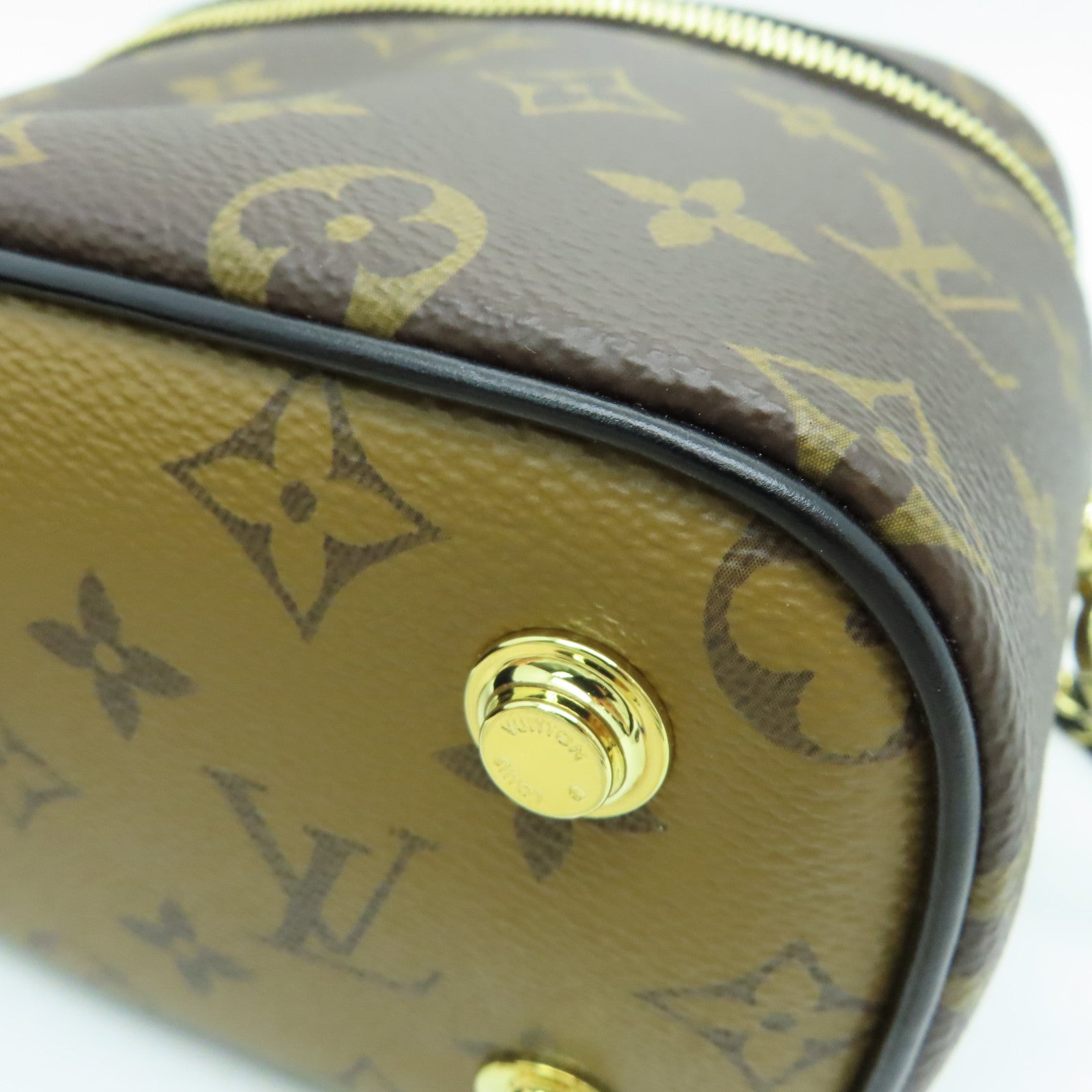 LOUIS VUITTON Monogram Reverse Vanity PM金扣手挽肩背两用袋啡色