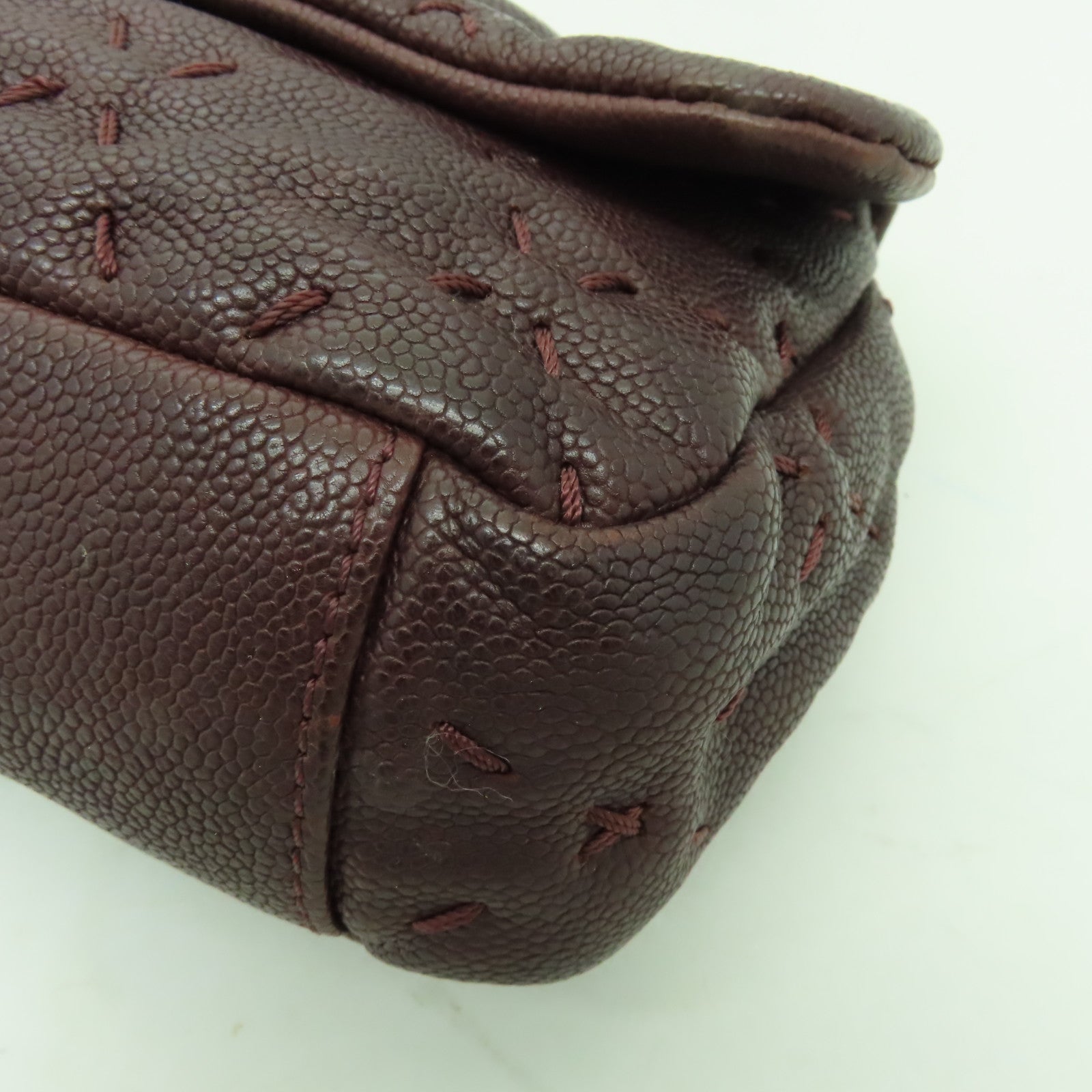CHANEL 【激減優惠】菱格Caviar皮革Shoulder Bag金扣鏈帶肩背袋啡色