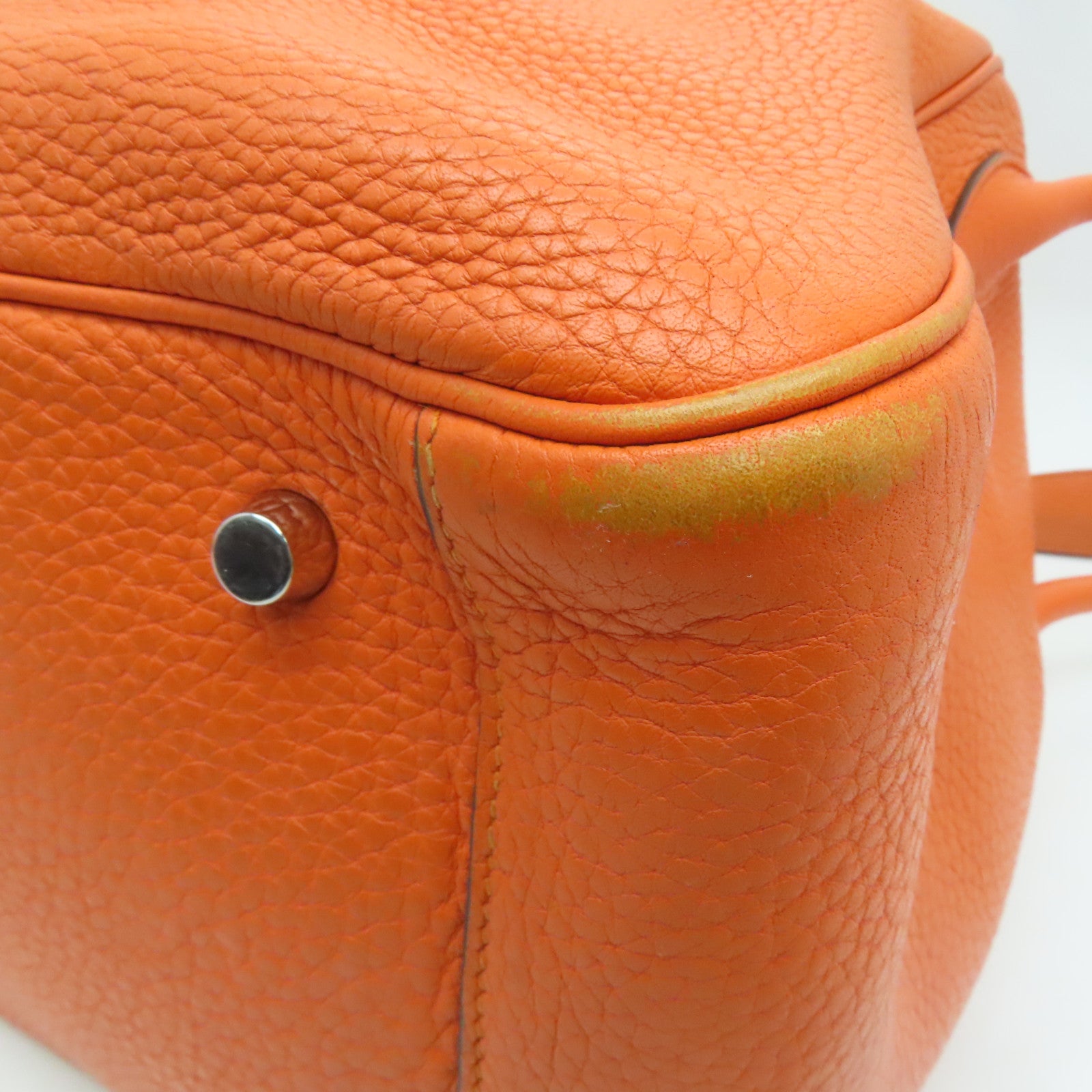 HERMES Clemence leather Lindy 34 2 way Shoulder silver buckle handle shoulder bag orange