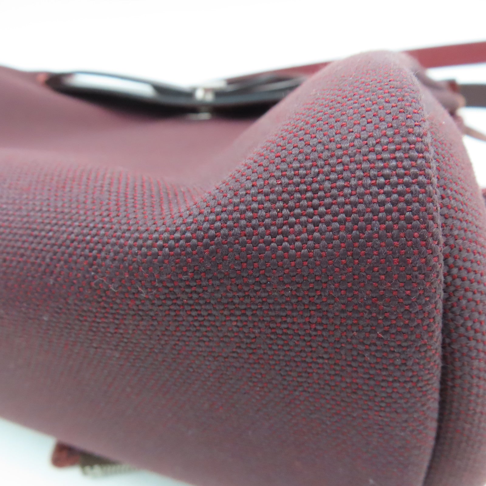 HERMES canvas Herbag 31 silver buckle handle shoulder bag Rouge H/wine red