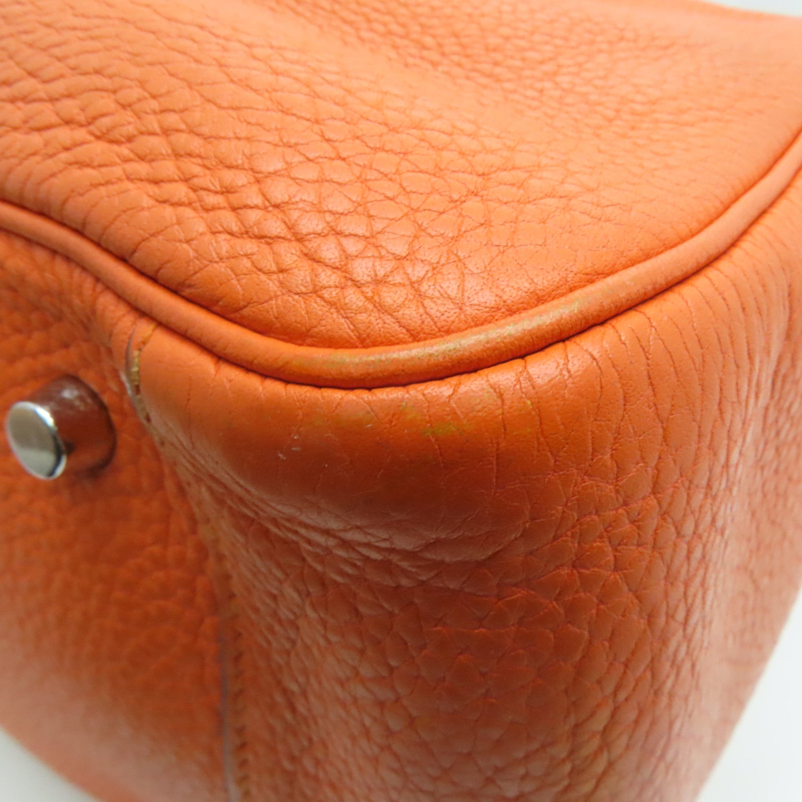 HERMES Clemence leather Lindy 34 2 way Shoulder silver buckle handle shoulder bag orange