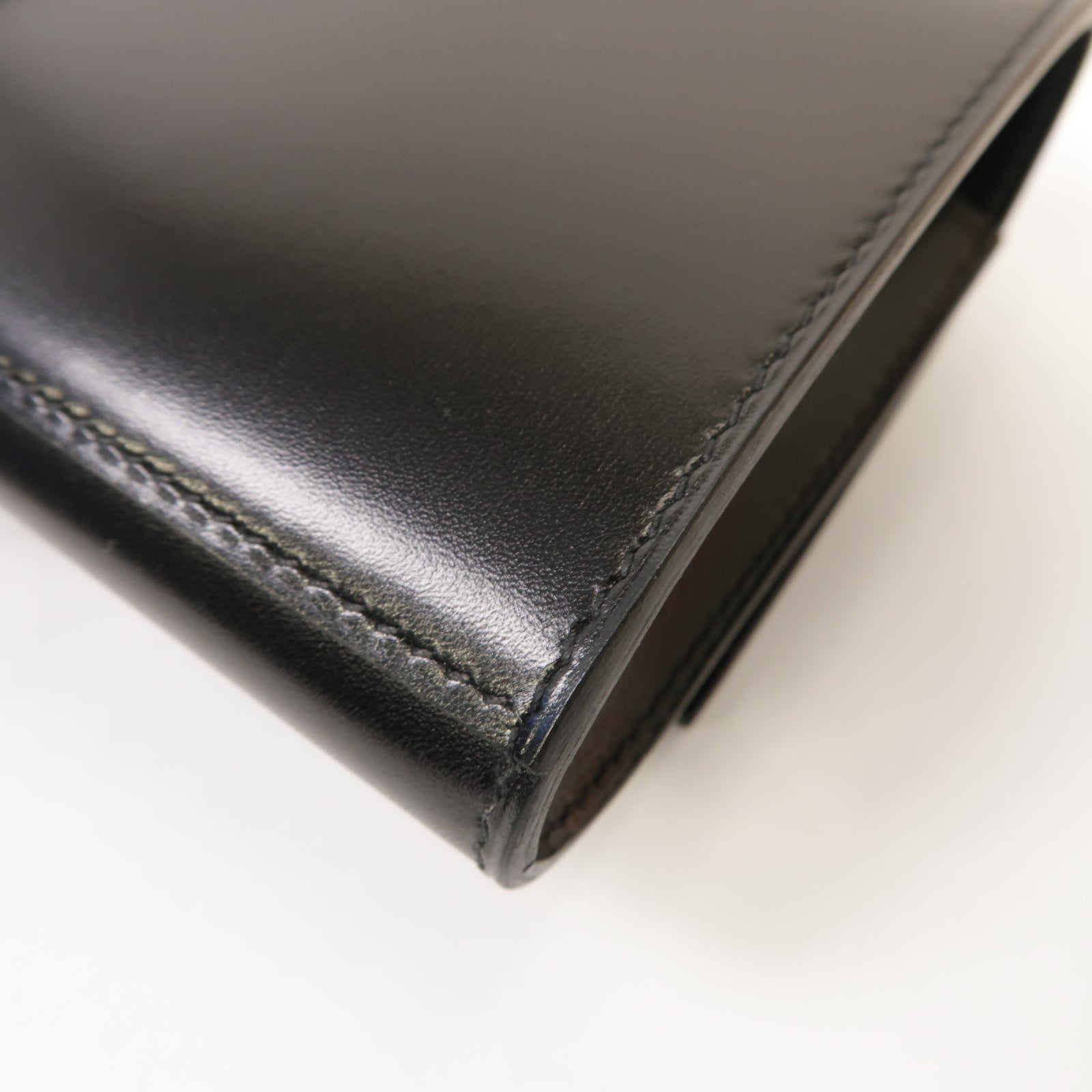 HERMES Box Calf皮革Medor Clutch金扣手拿包黑色