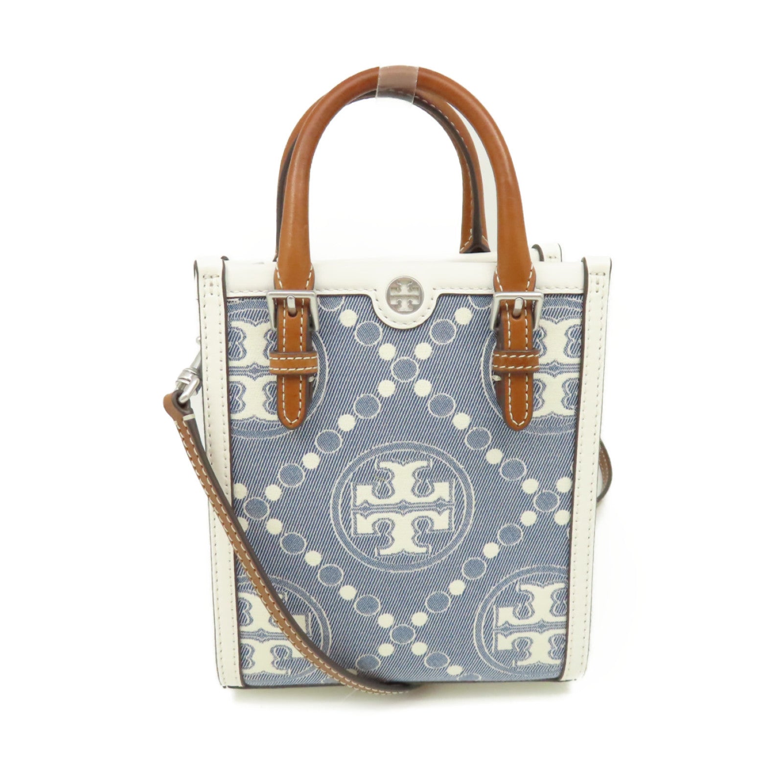 Tory Burch 帆布2Way Shoulder Bag手挽肩背兩用袋藍色/白色