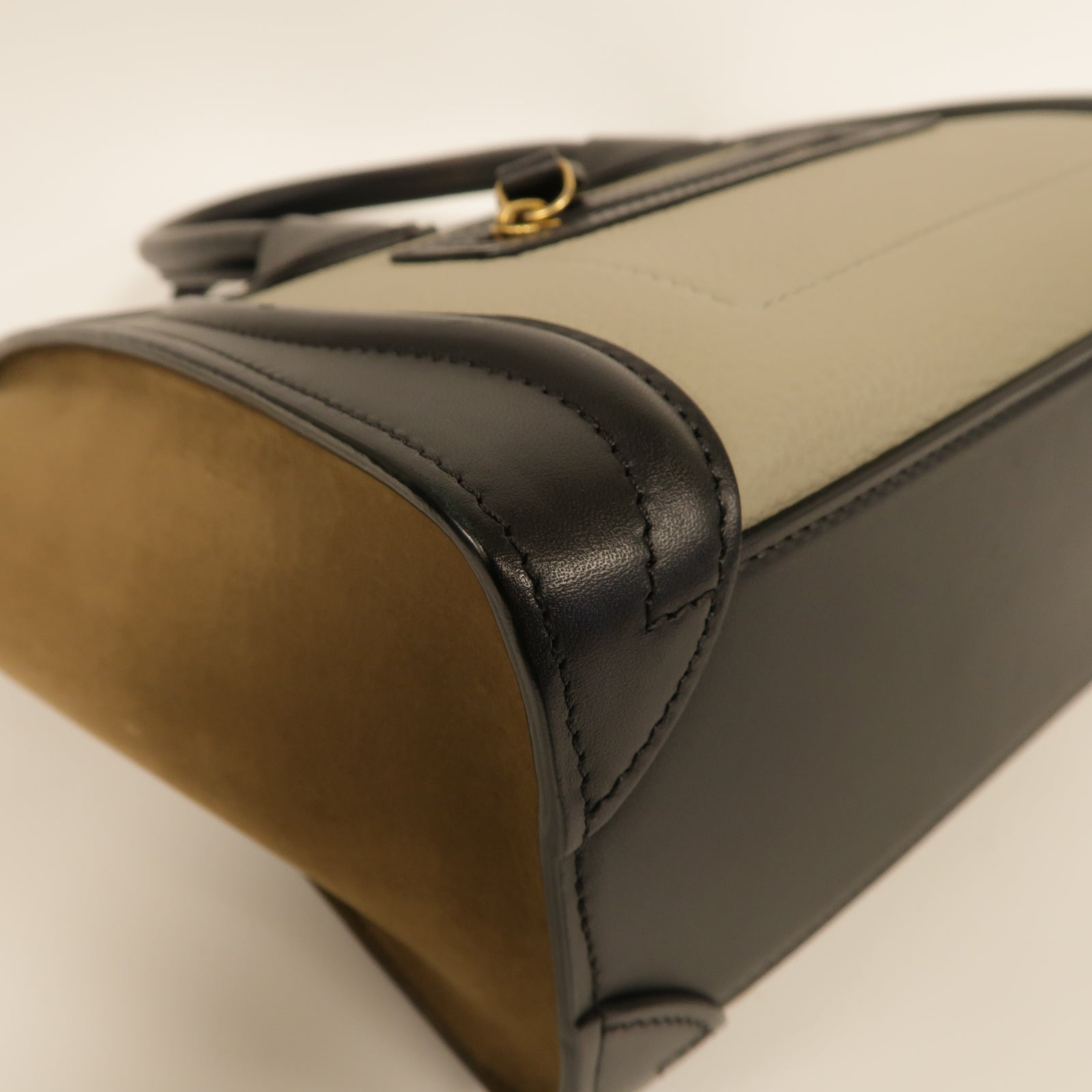 CELINE 牛皮皮革Nano Luggage金扣手挽肩背兩用袋灰色/棕色/黒色