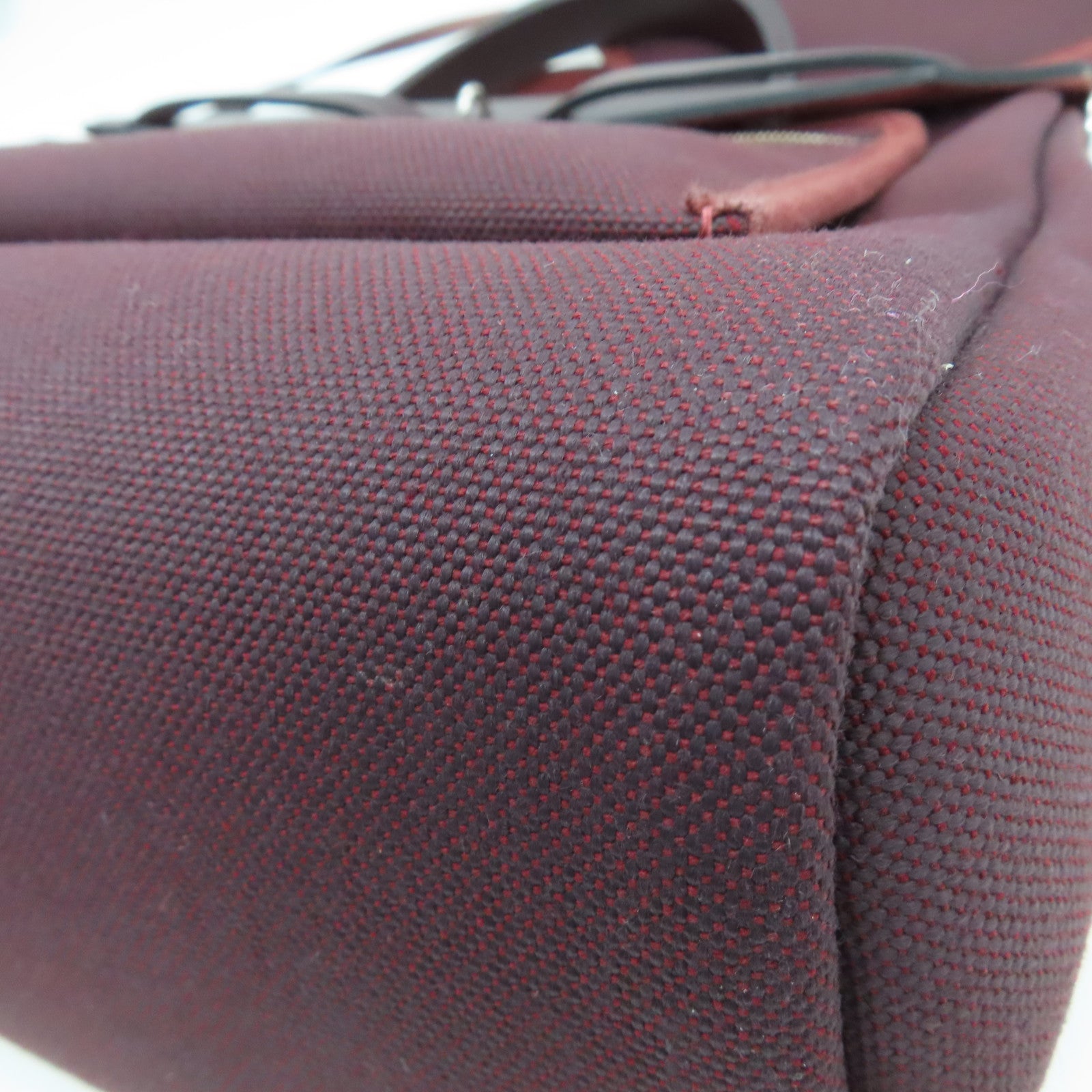 HERMES canvas Herbag 31 silver buckle handle shoulder bag Rouge H/wine red