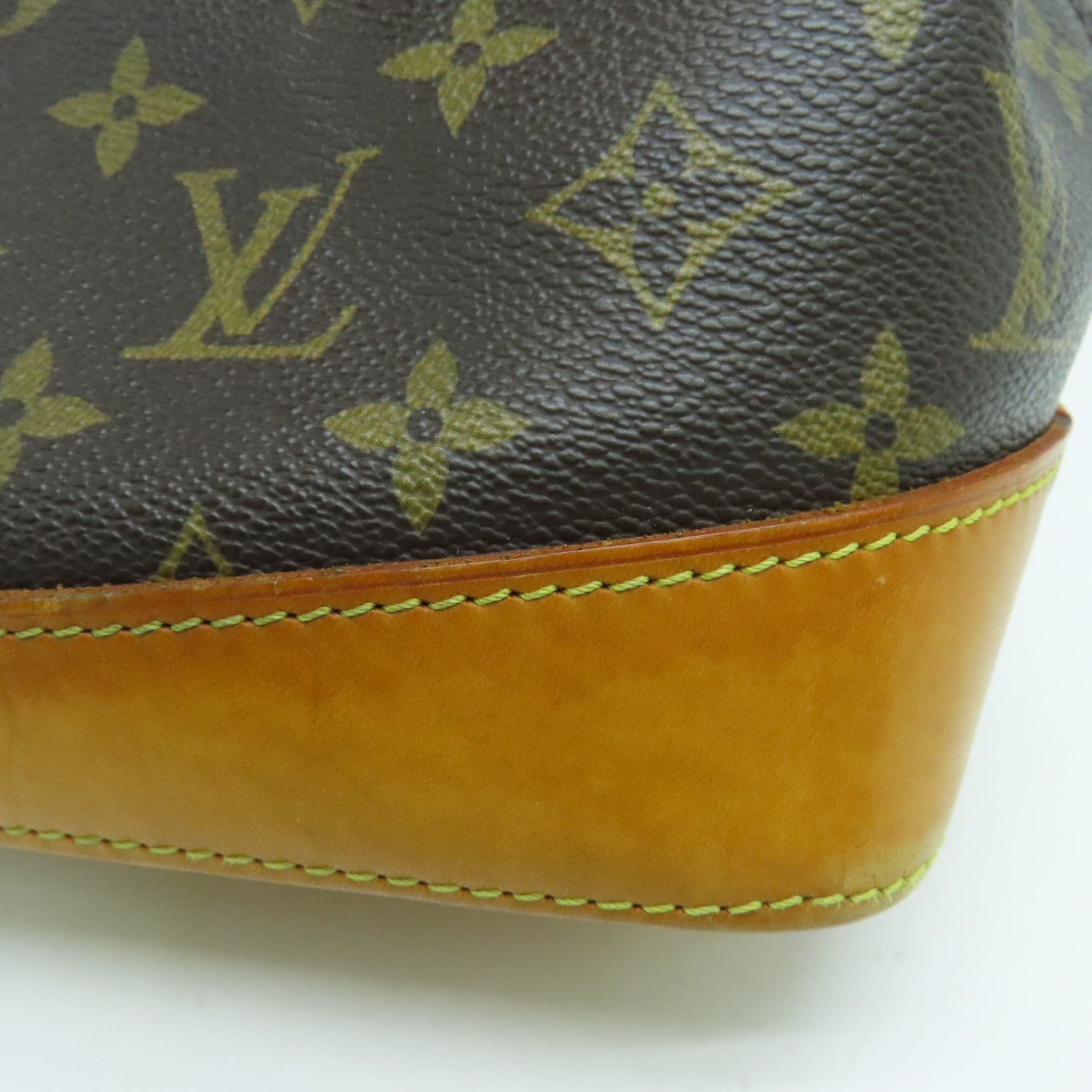 LOUIS VUITTON Monogram Lockit Horizontal gold buckle handle bag brown