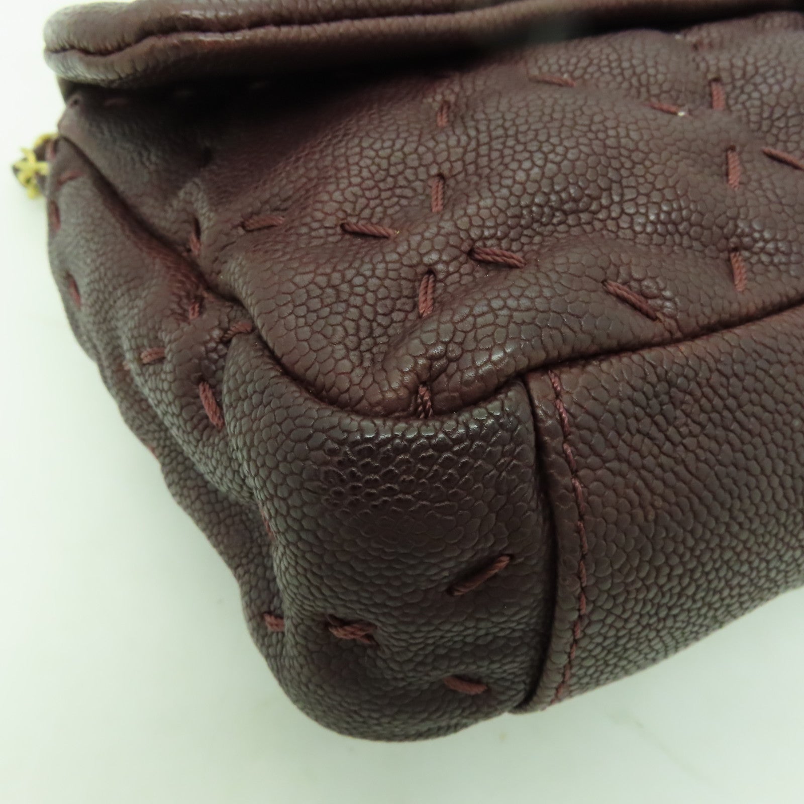 CHANEL 【激減優惠】菱格Caviar皮革Shoulder Bag金扣鏈帶肩背袋啡色