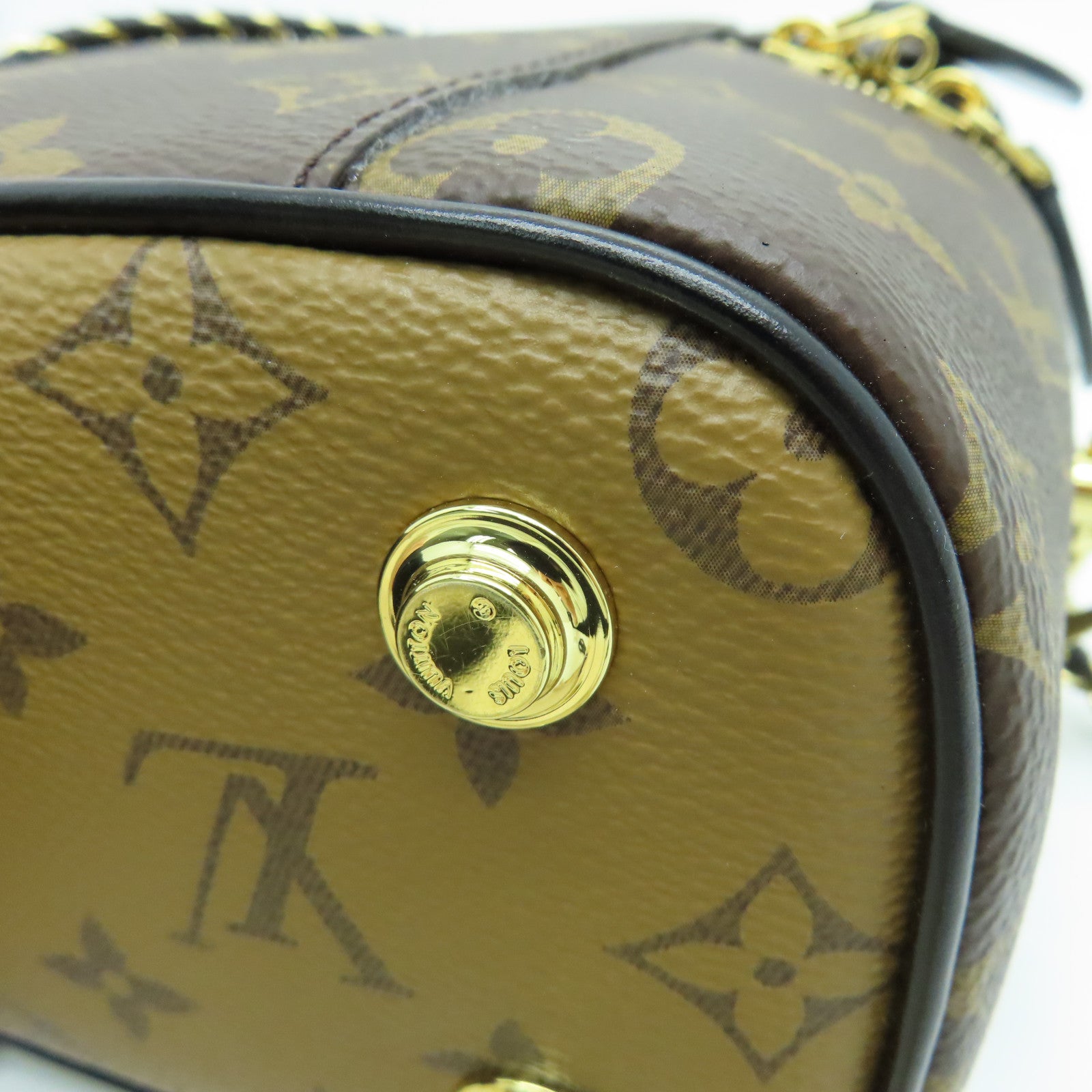 LOUIS VUITTON Monogram Reverse Vanity PM金扣手挽肩背两用袋啡色