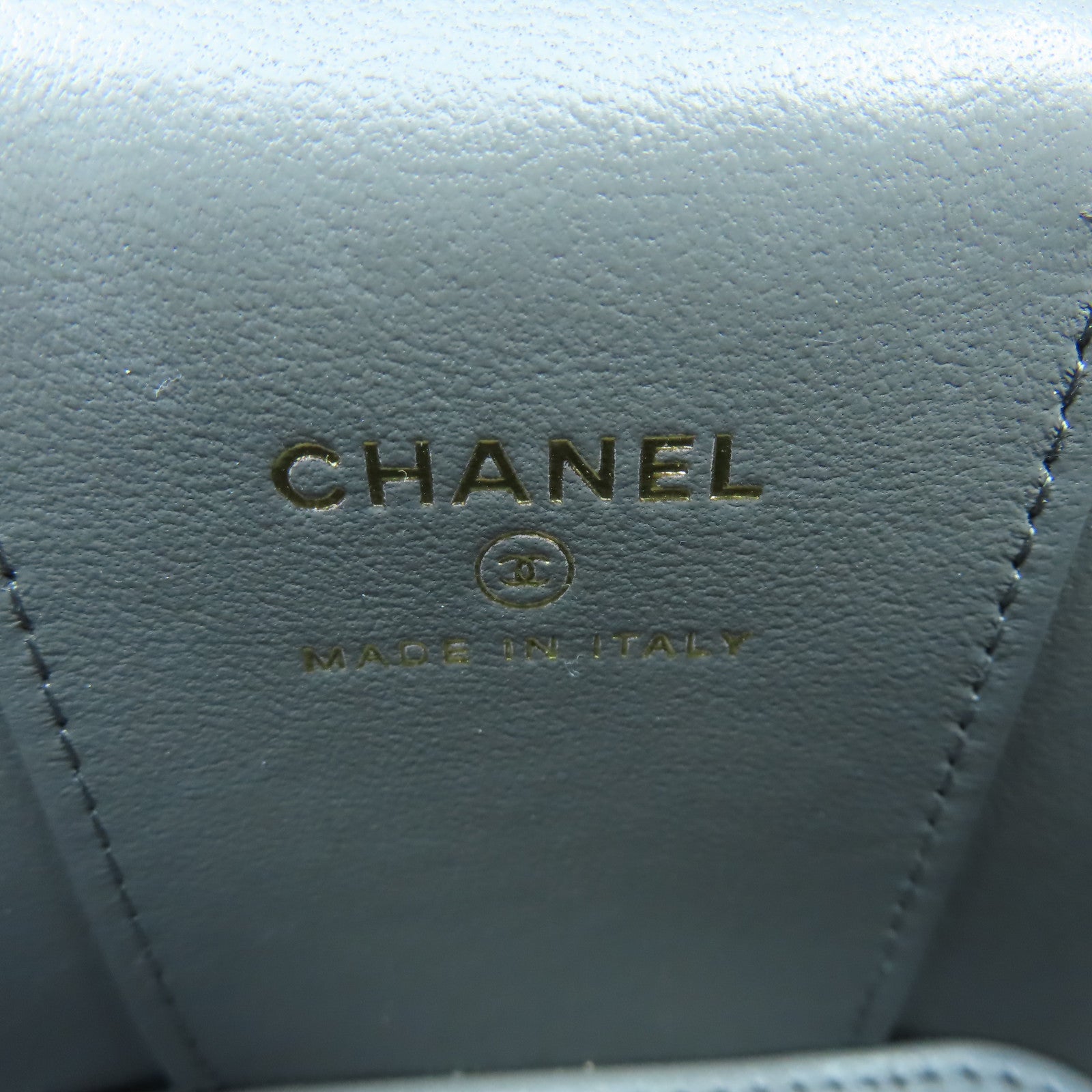 CHANEL 菱格羊皮皮革Vanity With Chain金扣手挽肩背兩用袋灰色