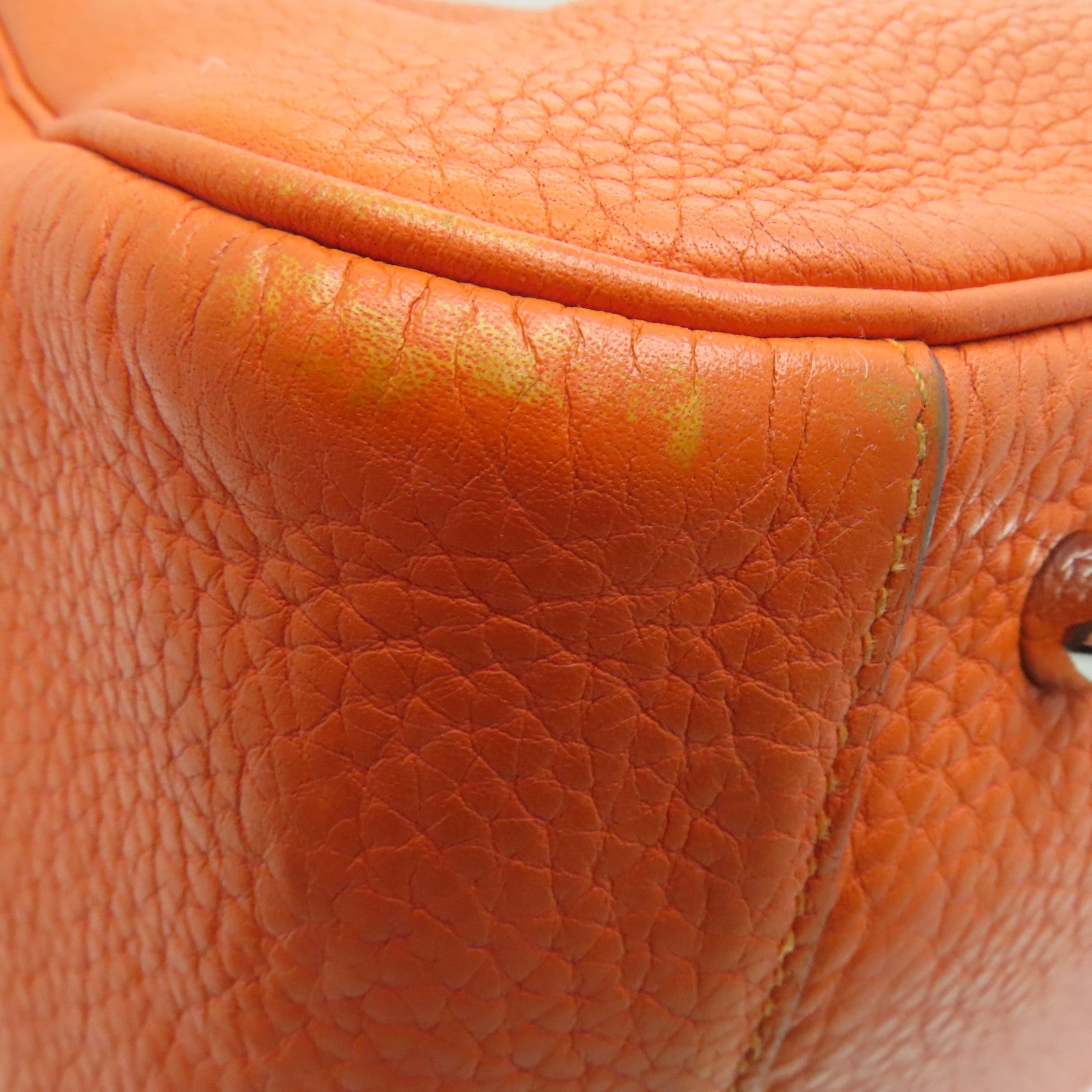 HERMES Clemence leather Lindy 34 2 way Shoulder silver buckle handle shoulder bag orange
