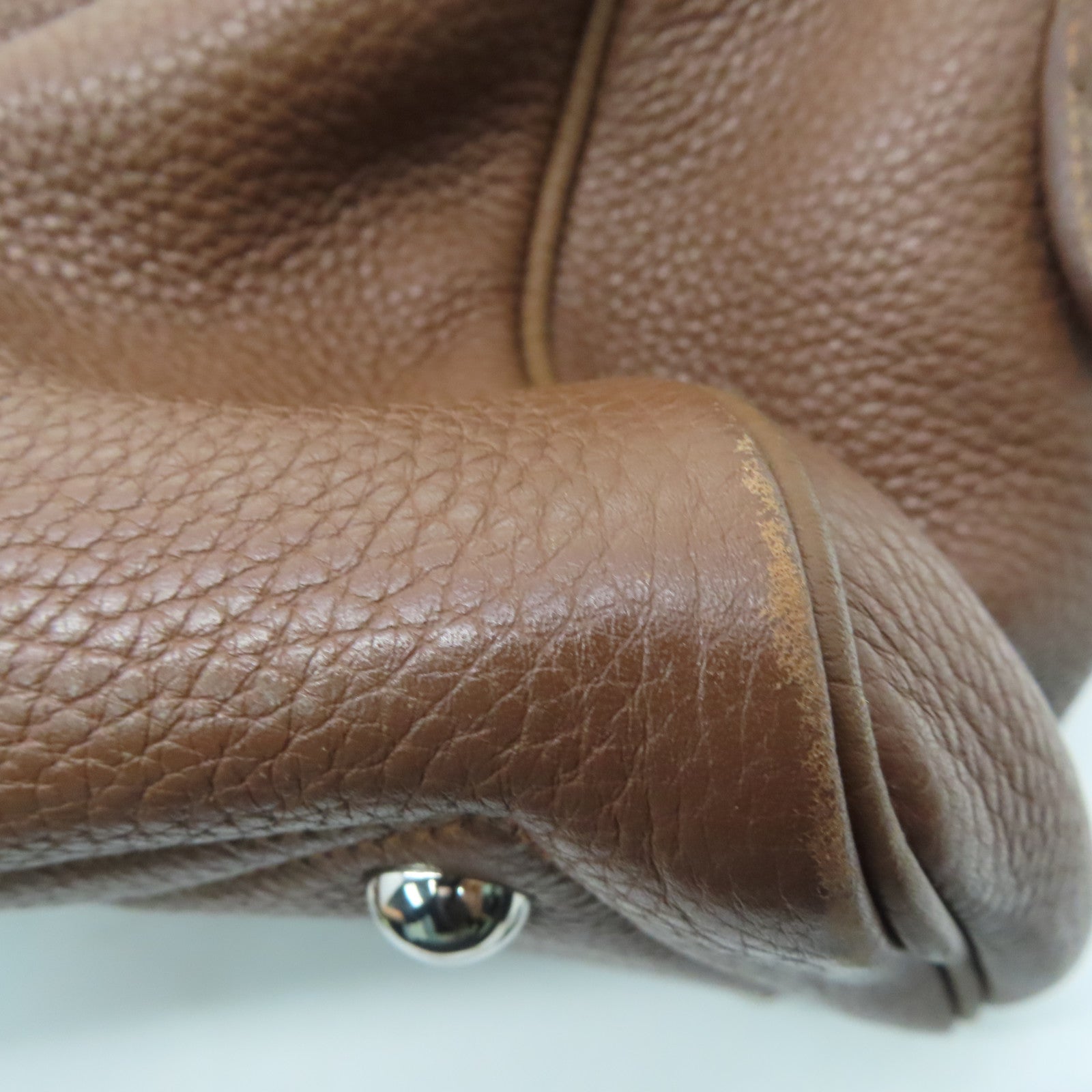 HERMES Clemence leather Victoria silver buckle handle bag / shoulder bag Alezan / brown