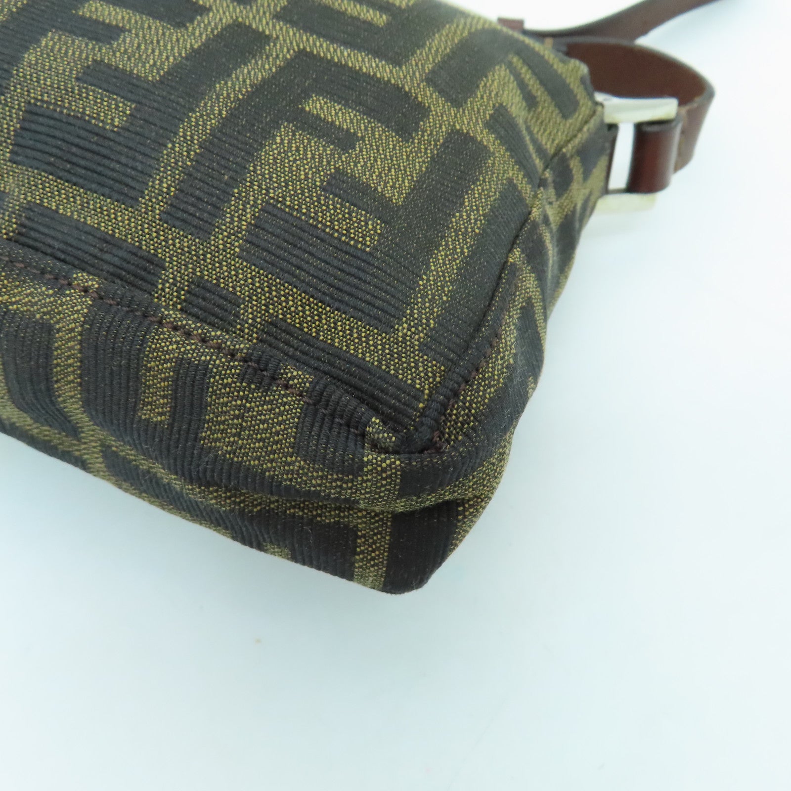 FENDI 帆布Shoulder Bag銀扣肩背袋棕色