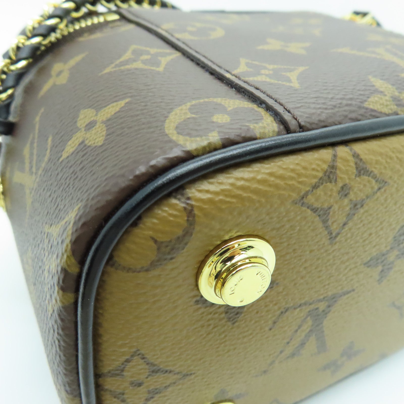 LOUIS VUITTON Monogram Reverse Vanity PM金扣手挽肩背两用袋啡色