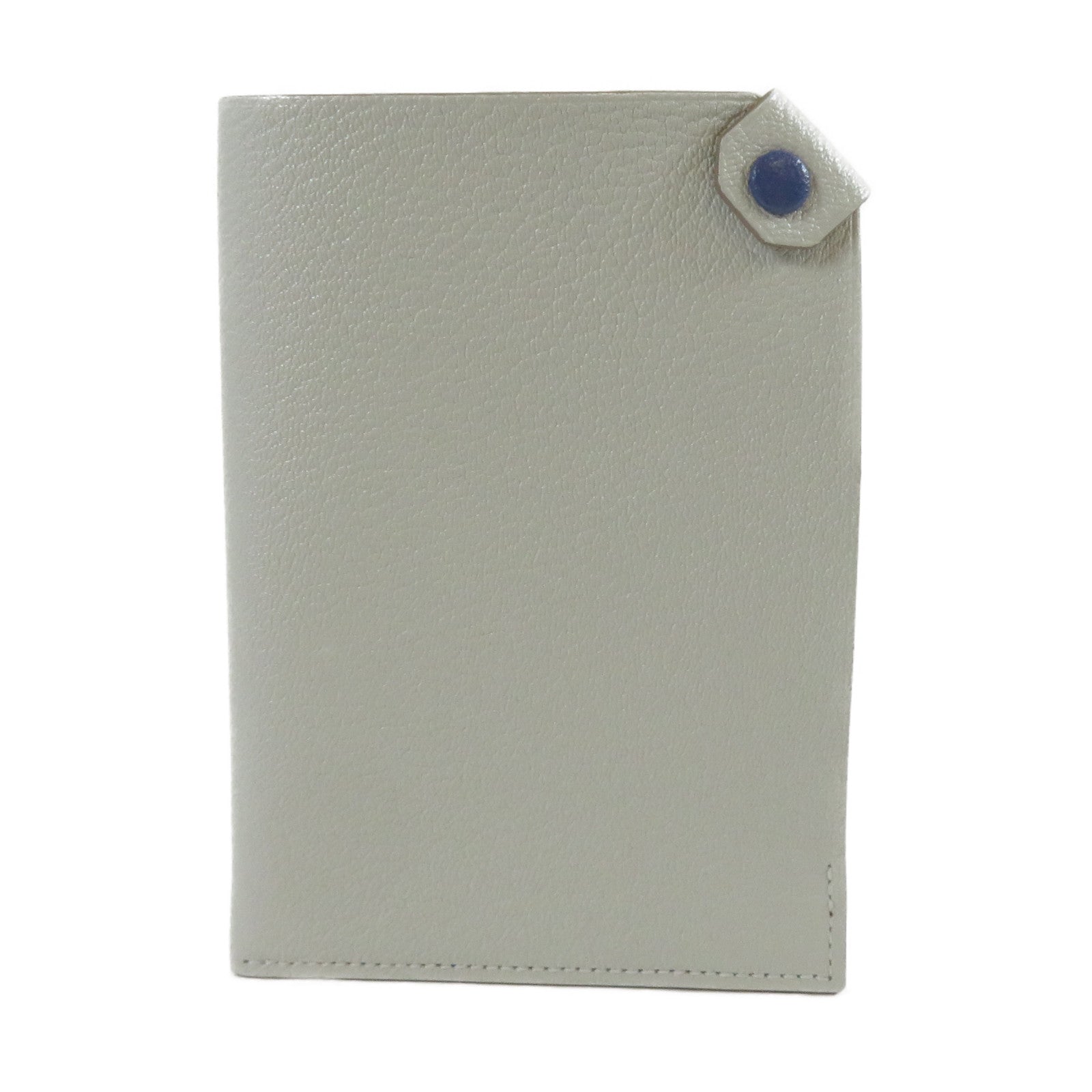 HERMES Chevre皮革Passport Case銀扣護照套灰色